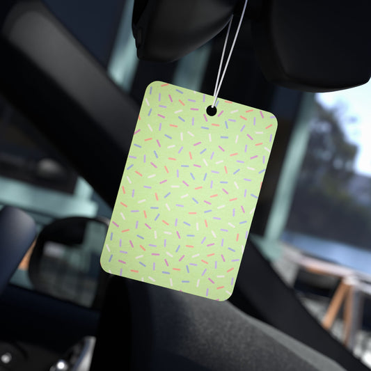 Green Pastel Sprinkle Car Air Freshener – Cute Confetti Aesthetic Hanging Diffuser | Pine, New Car & Black Ice Scents