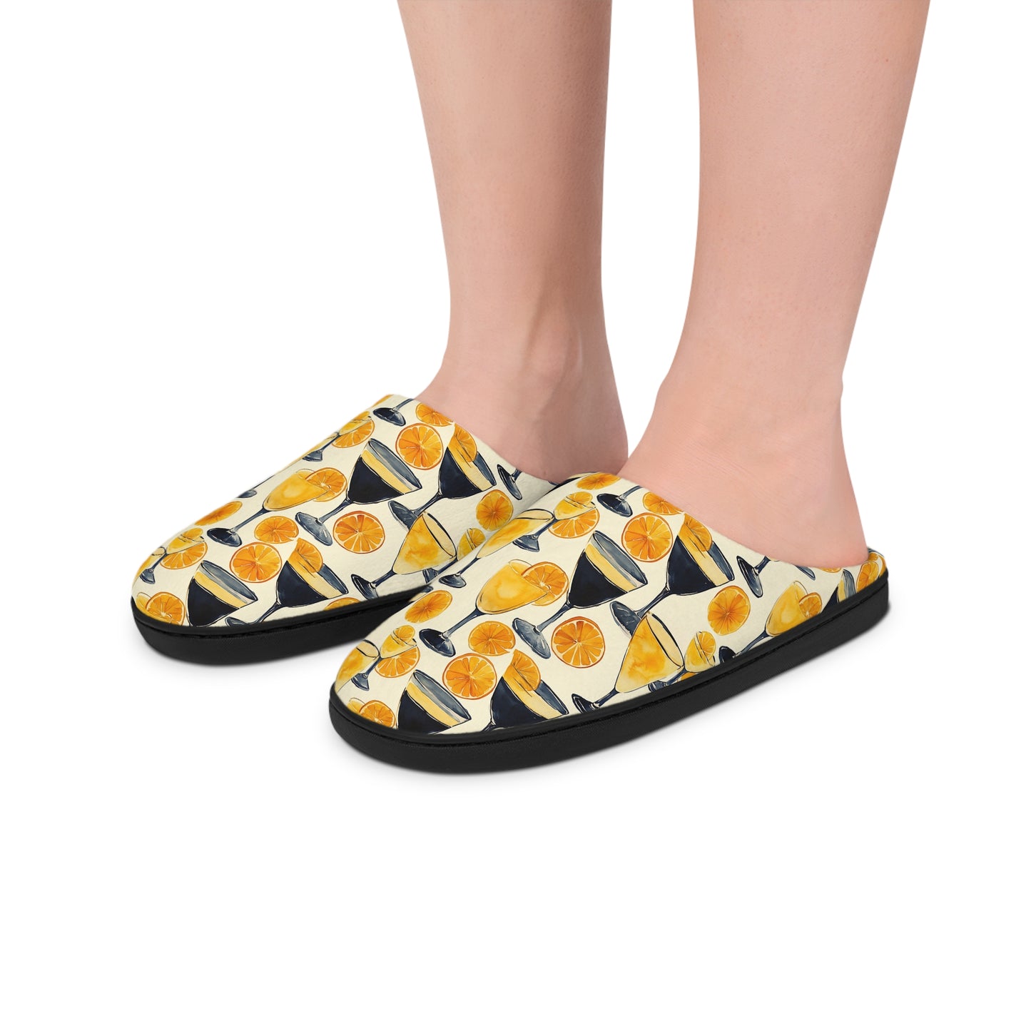 Men’s Cocktail Slippers – Citrus Martini Indoor House Shoes | Polyamory ENM Lifestyle Loungewear | Cozy Non-Slip Slippers