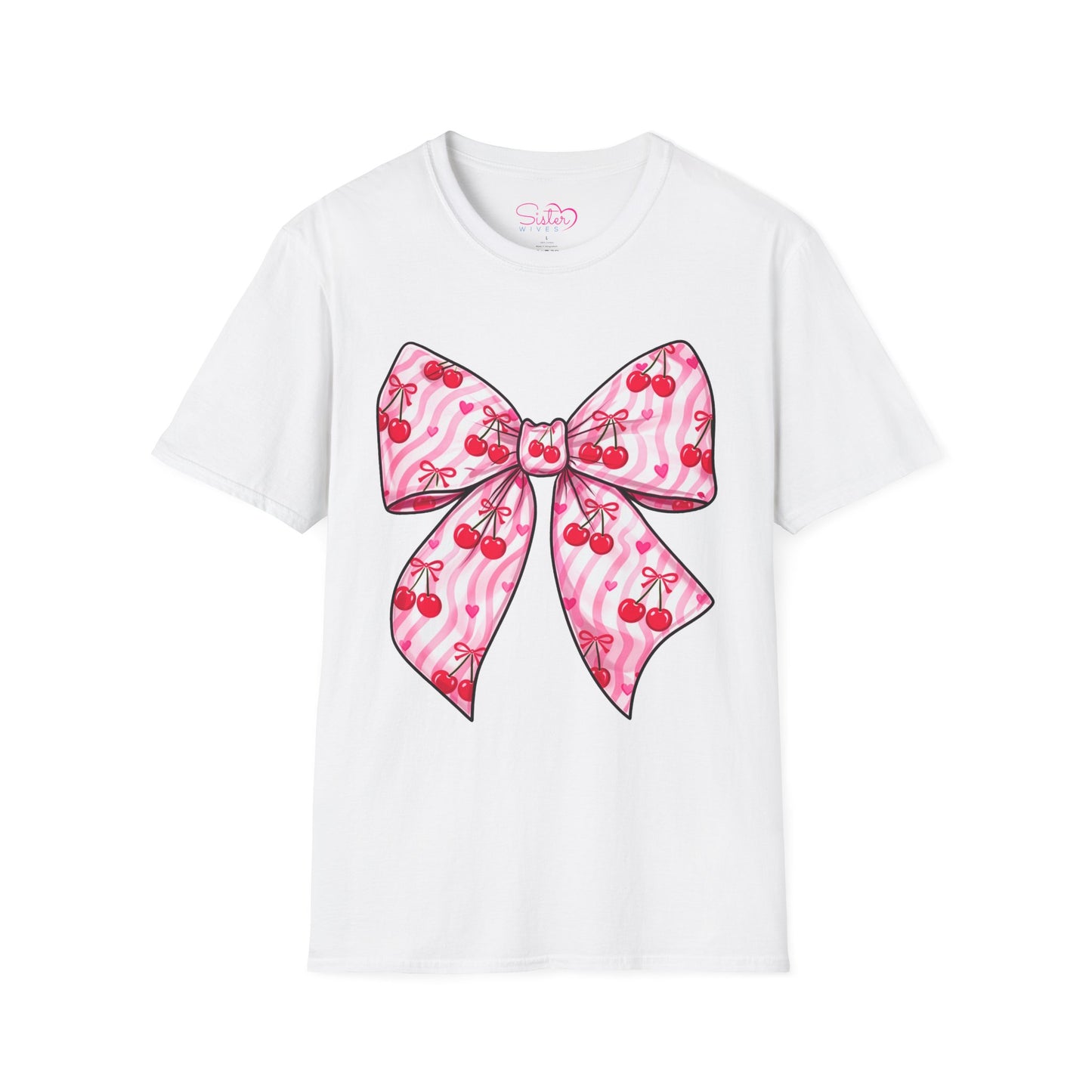 Valentine's Day Red Coquette Bow Shirt – Flirty Valentine Bow T-Shirt, Polyamory ENM Non-Monogamy Symbol Tee, Unisex Gildan 64000