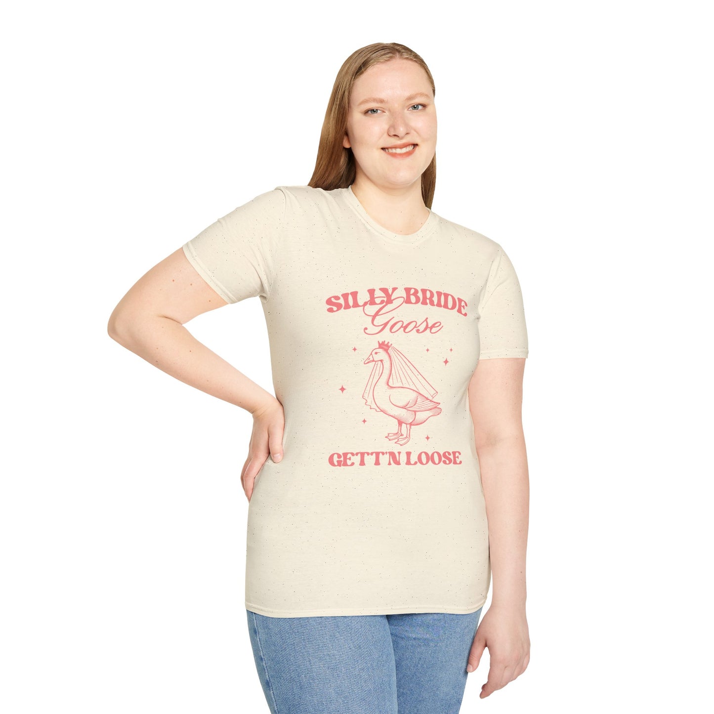 Silly Bride Goose Gettin Loose Shirt – Funny Bachelorette Party Tee, Bride Humor Wedding Shirt, Poly-Friendly Unisex Gildan 64000