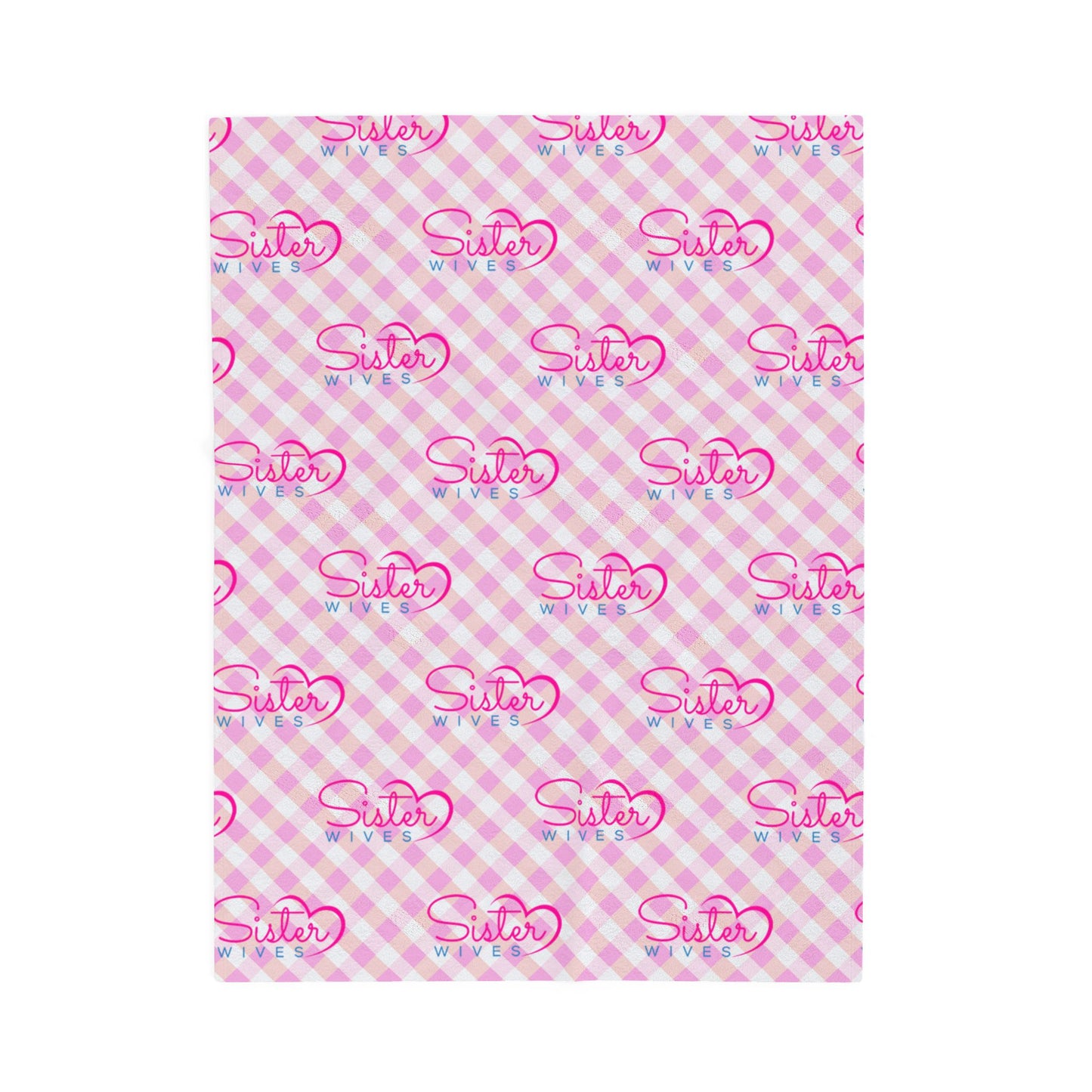 Sister Wives Light Pink Gingham Velveteen Plush Blanket