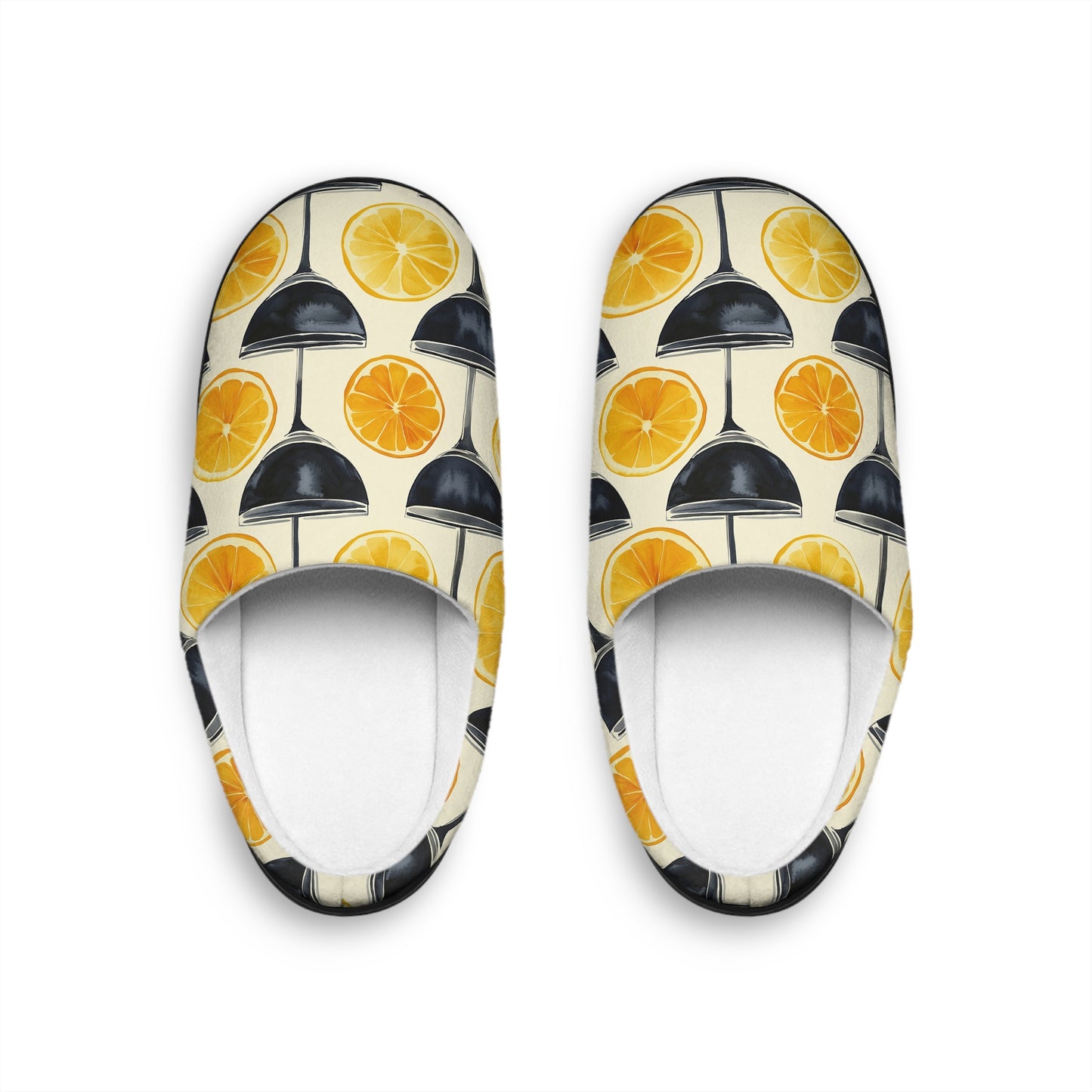 Men’s Cocktail Slippers – Citrus Martini Indoor House Shoes | Polyamory ENM Lifestyle Loungewear | Cozy Non-Slip Slippers