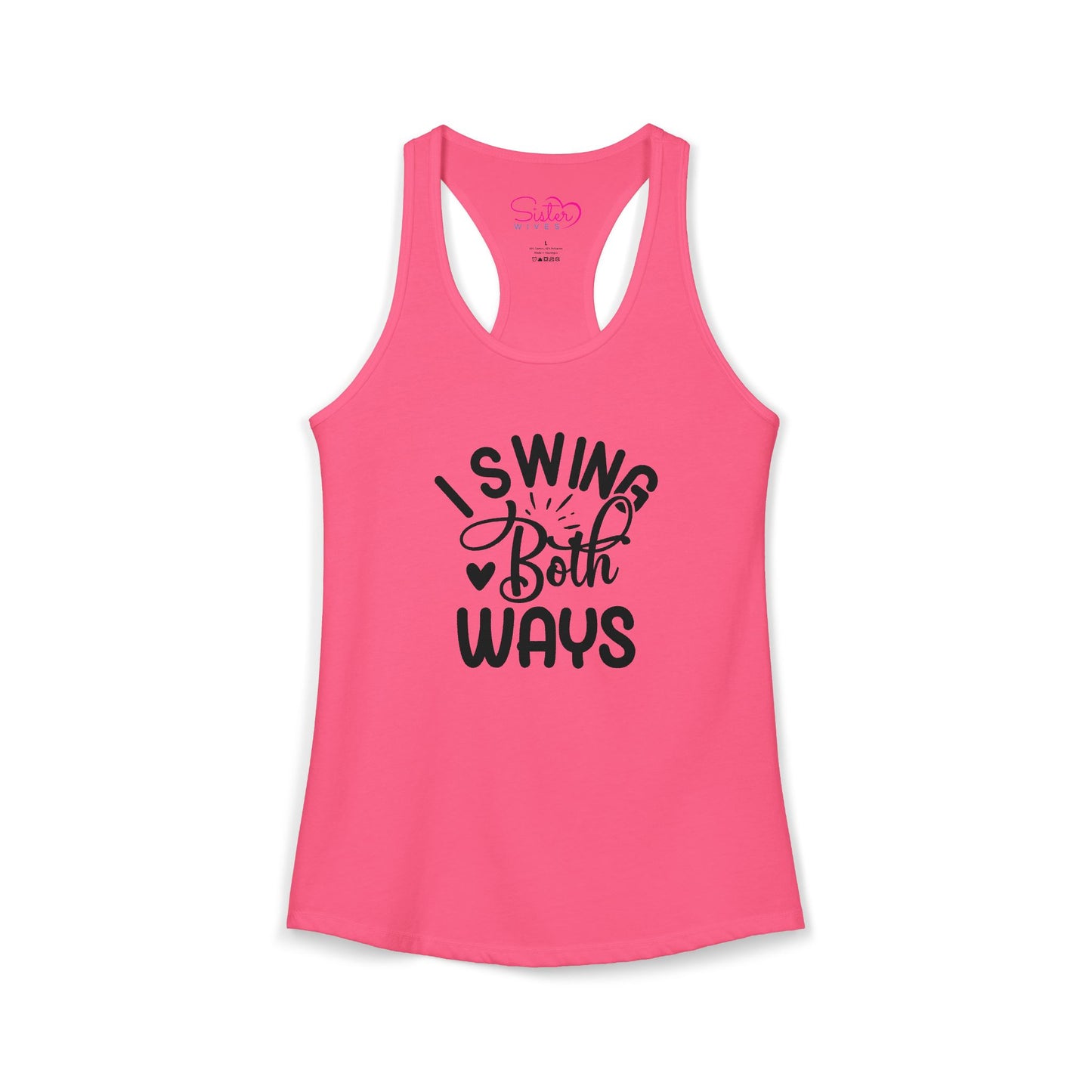 I Swing Both Ways Racerback Tank | Bisexual & Swinger Humor Tank Top | ENM Friendly Summer Shirt | Playful Inclusive Apparel