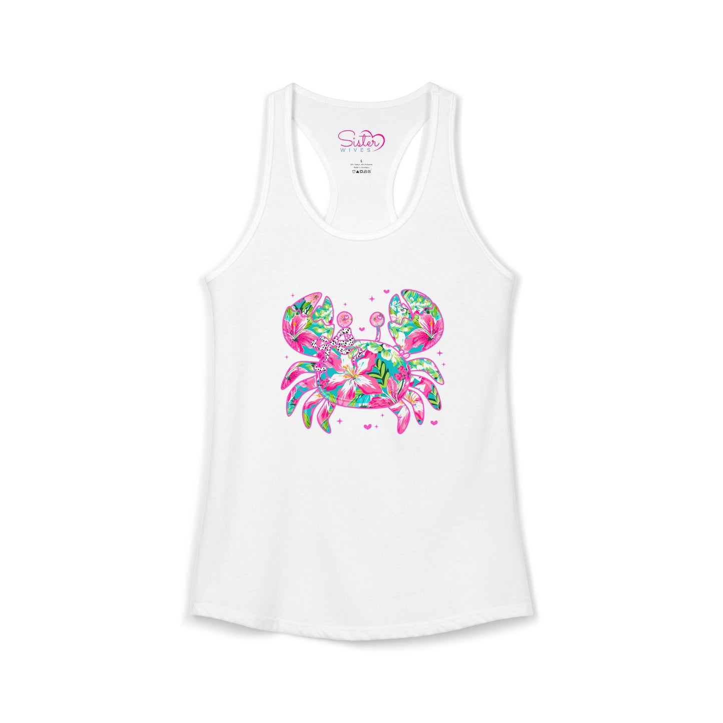 Floral Crab Racerback Tank – Cute Beach Tank Top | Coastal Summer Shirt | Tropical Ocean Graphic Tank