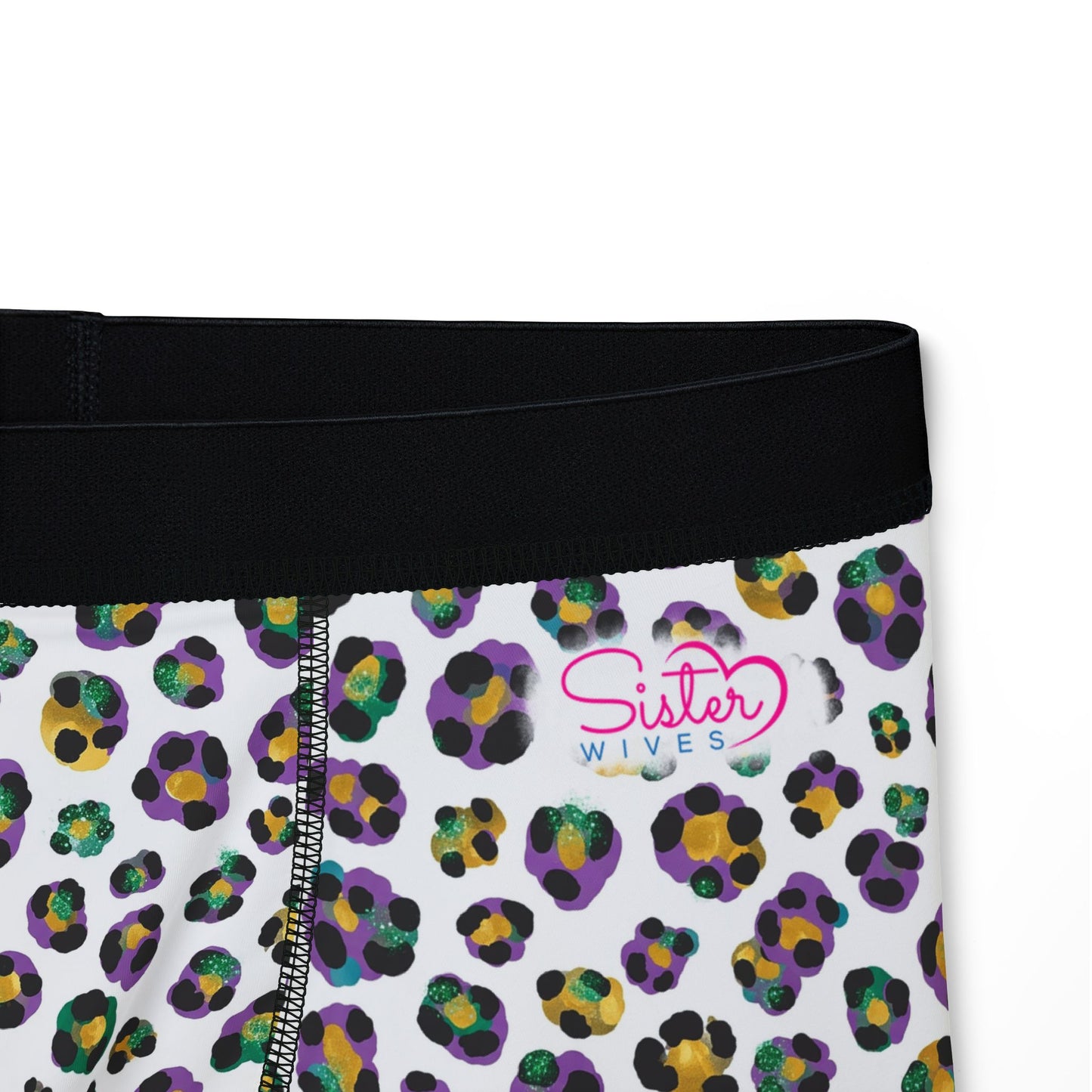 Mardi Gras Cheetah Print Men’s Boxer Briefs | Polyamory ENM Pride Underwear, Matching Couples Underwear