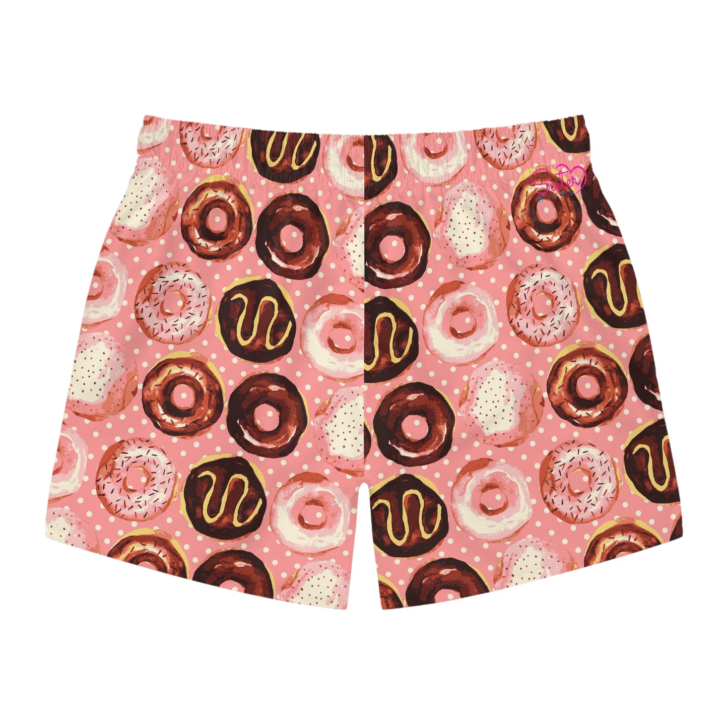 Pink Donut Swim Trunks for Men – Pink Fun Fast-Dry Board Shorts with Drawstring | XS–3XL Summer Swimwear