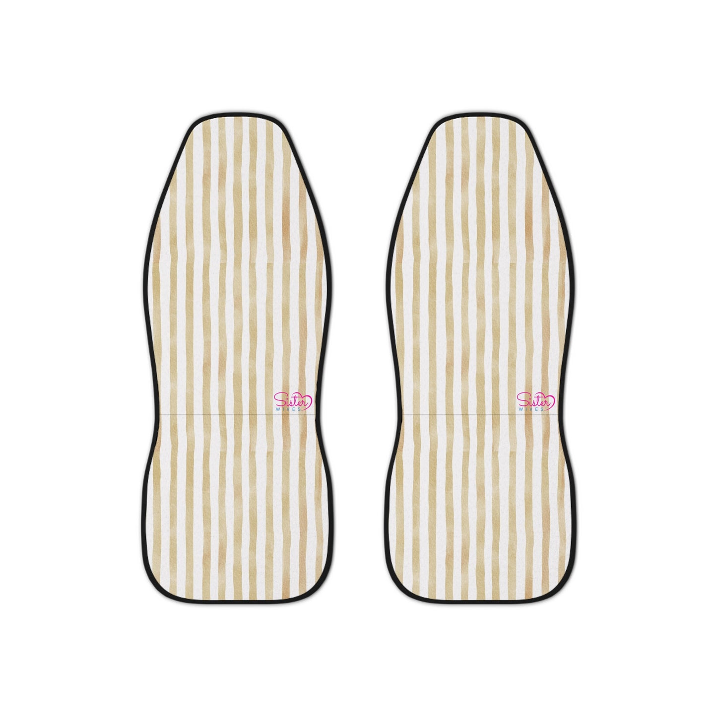 Light Brown Stripe Car Seat Covers – Minimalist Boho Auto Decor | Polyamory & ENM Friendly
