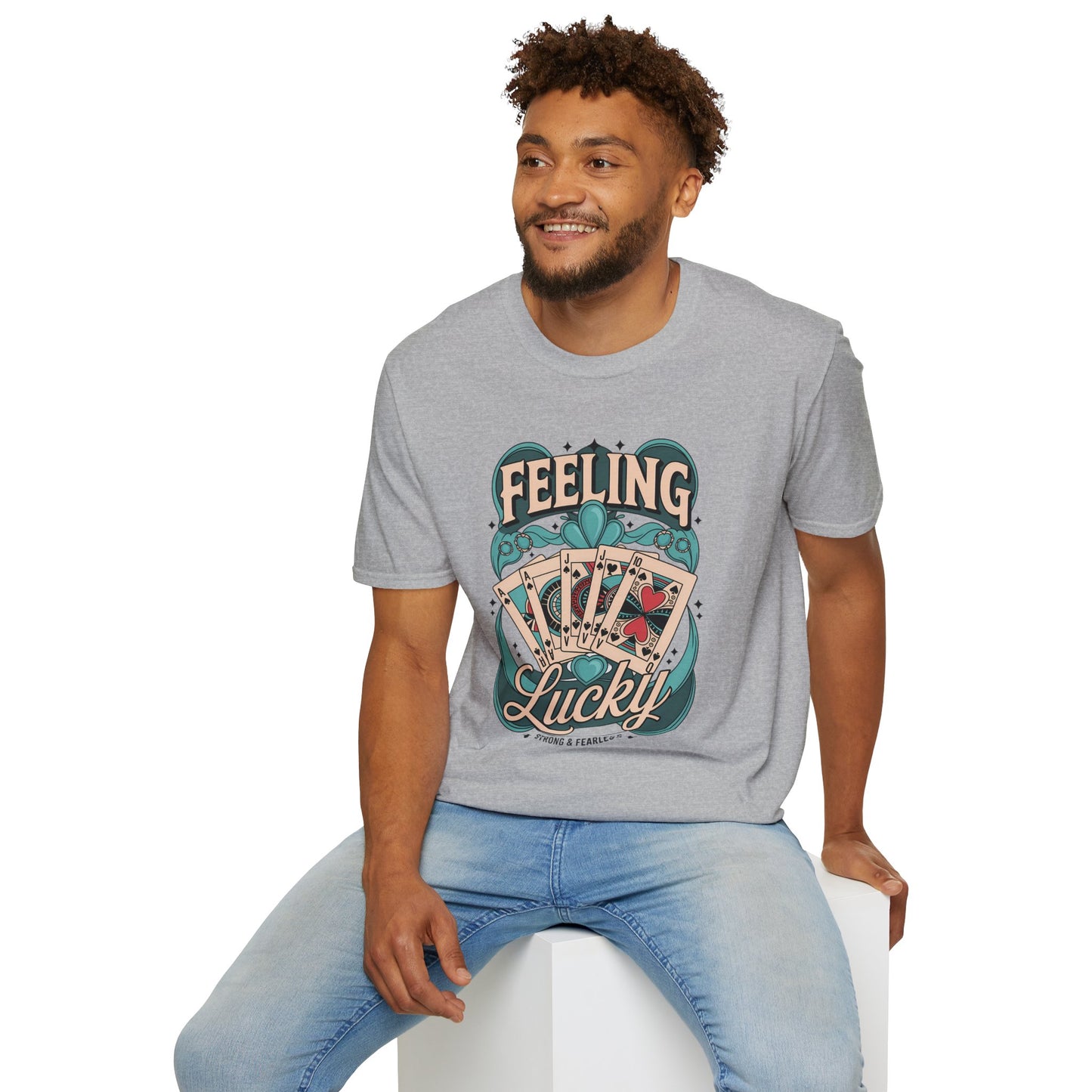 Feeling Lucky Shirt – Vintage Casino Graphic Tee, Lucky Cards St Patrick’s Day Shirt, Poly-Friendly ENM Unisex Gildan 64000