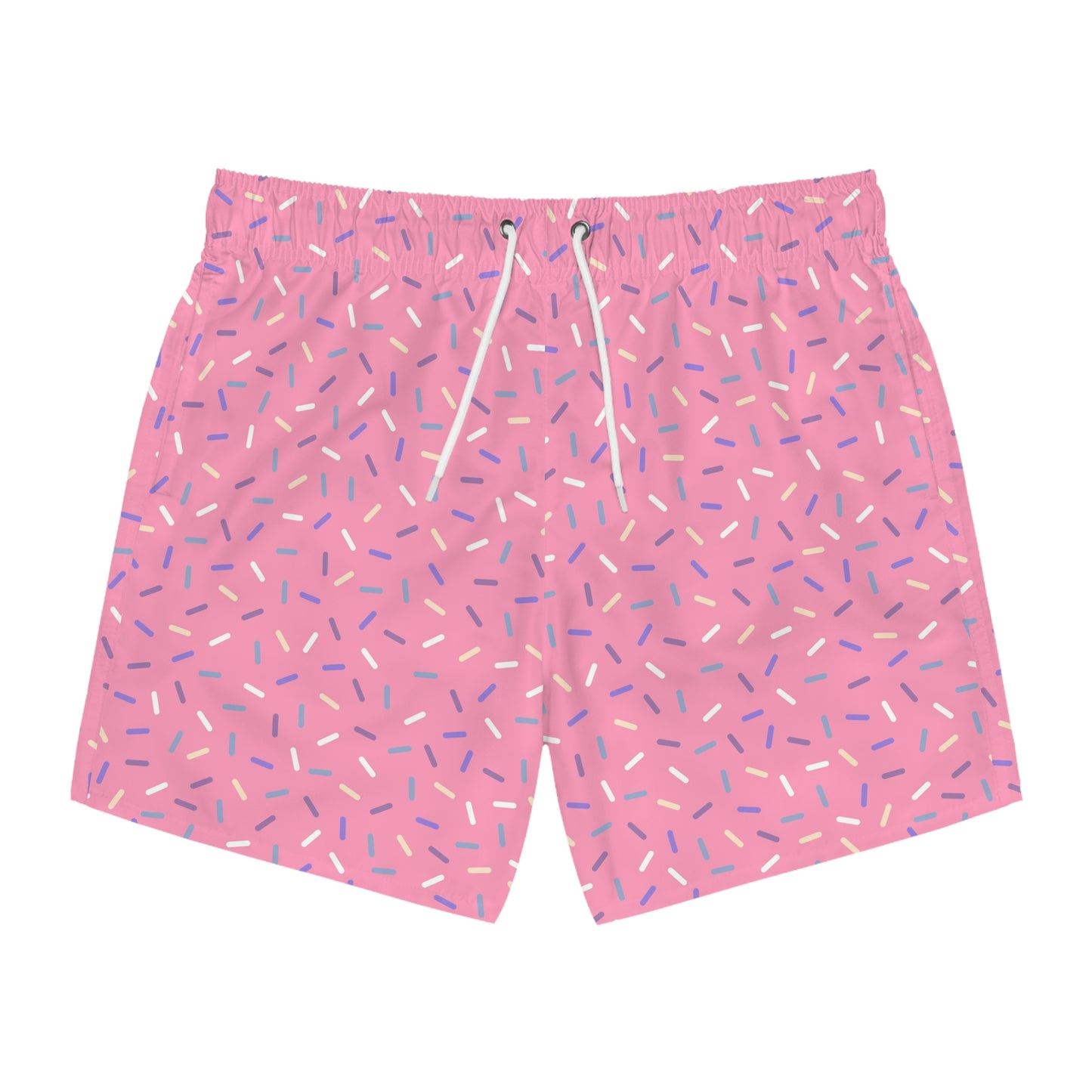 Men’s Rainbow Sprinkle Swim Trunks – Pastel Confetti Summer Swim Shorts, Fun Pool & Beach Board Shorts, Fast-Dry AOP Trunks