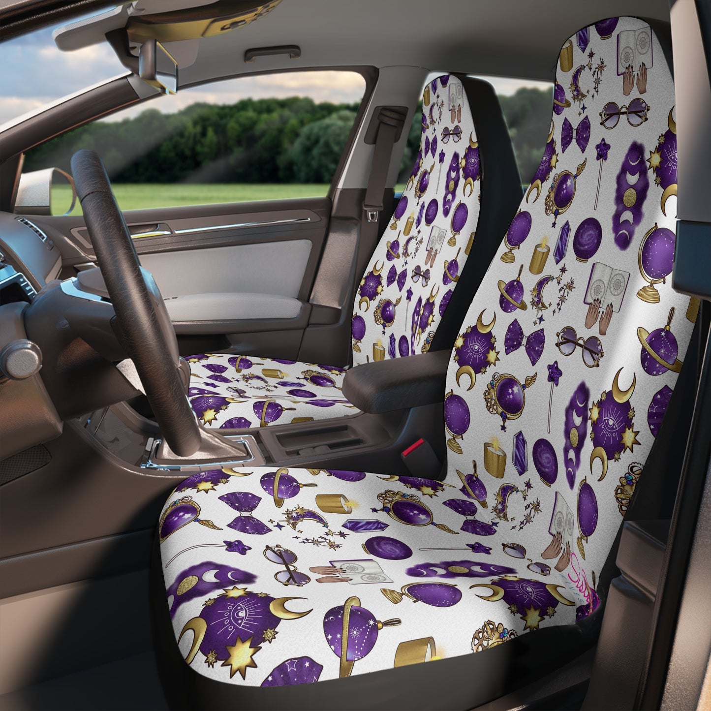 Celestial Polyamory Car Seat Covers – Astrology & Cosmic Interior Decor | ENM, Non-Monogamy & Pride-Friendly Auto Accessories
