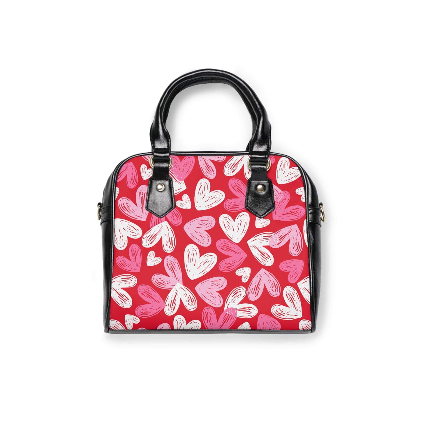 Valentine’s Heart Print Shoulder Handbag – Love-Themed PU Leather Purse, Polyamory & ENM Friendly Gift, Swinger Lifestyle Fashion Bag