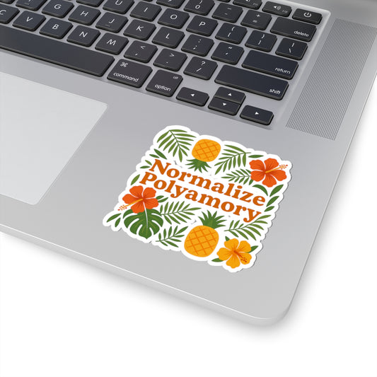 Pineapple Normalize Polyamory Kiss-Cut Stickers - Colorful LGBTQ+ Pride Decals for Laptop, Journals, Bumper, Water Bottles, Gifts