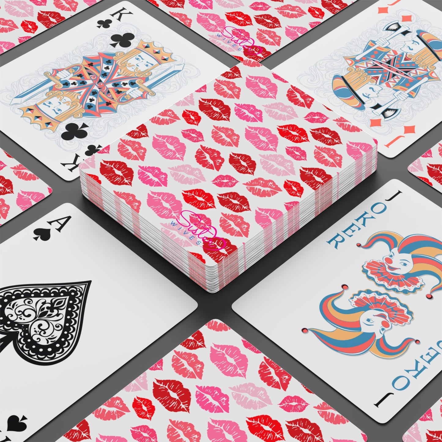 Valentine’s Kiss Print Poker Playing Cards – Love-Themed Deck, Polyamory & Swinger Friendly Game Cards, ENM Pride Gift