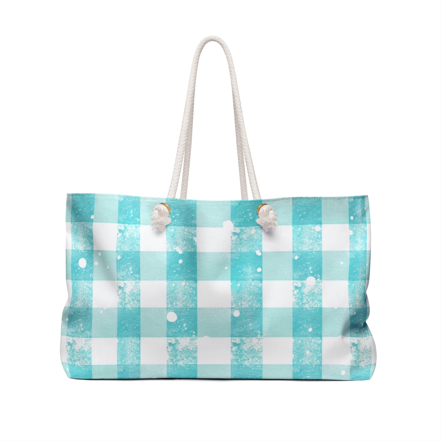 Teal Gingham Weekender Tote Bag | Soft Aesthetic Travel Bag | Sisterwives Polyamory Overnight Tote | Ethical Non-Monogamy Gift