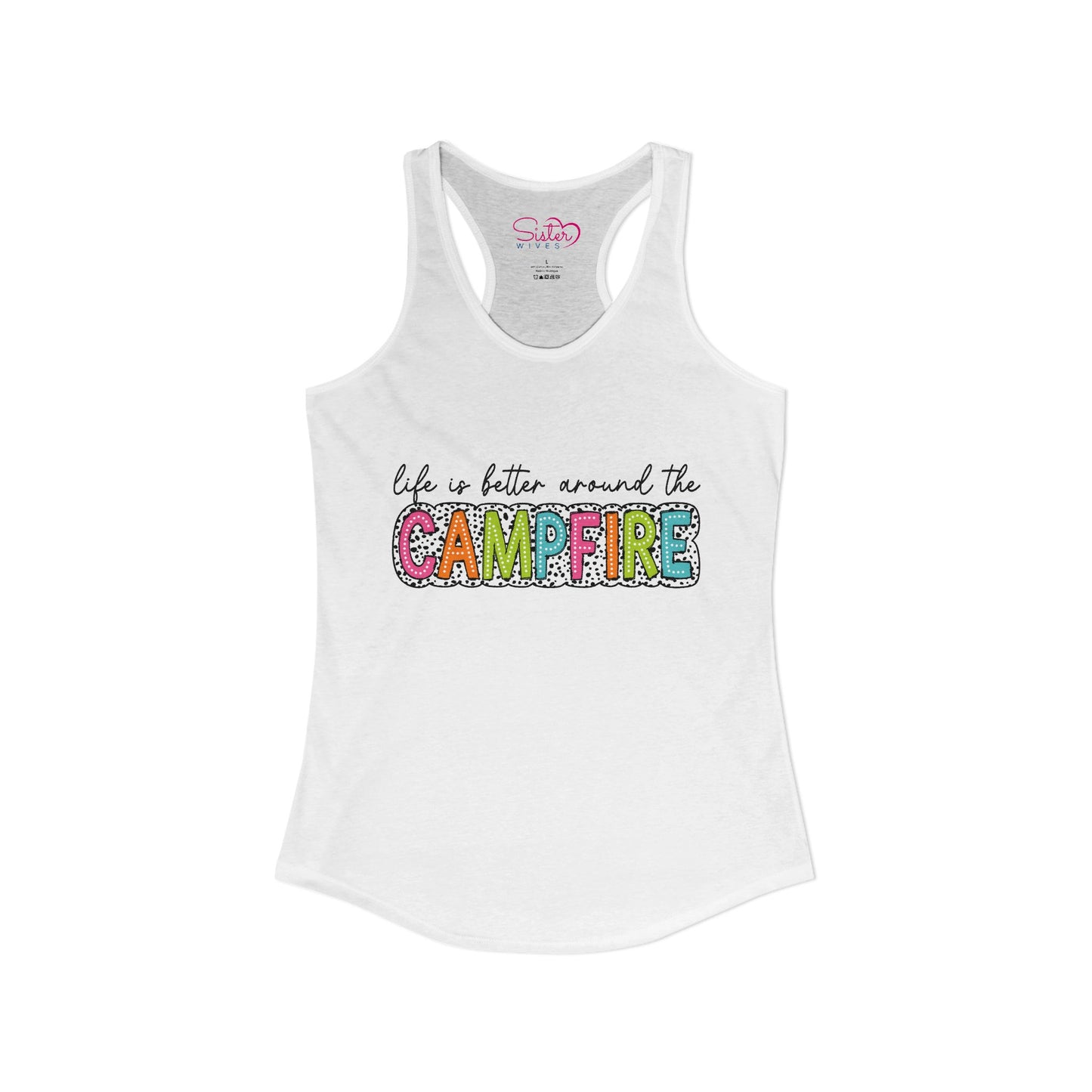 Campfire Racerback Tank | Cozy Outdoorsy Summer Tank Top | Chosen Family Camping Shirt | Inclusive Lifestyle Apparel