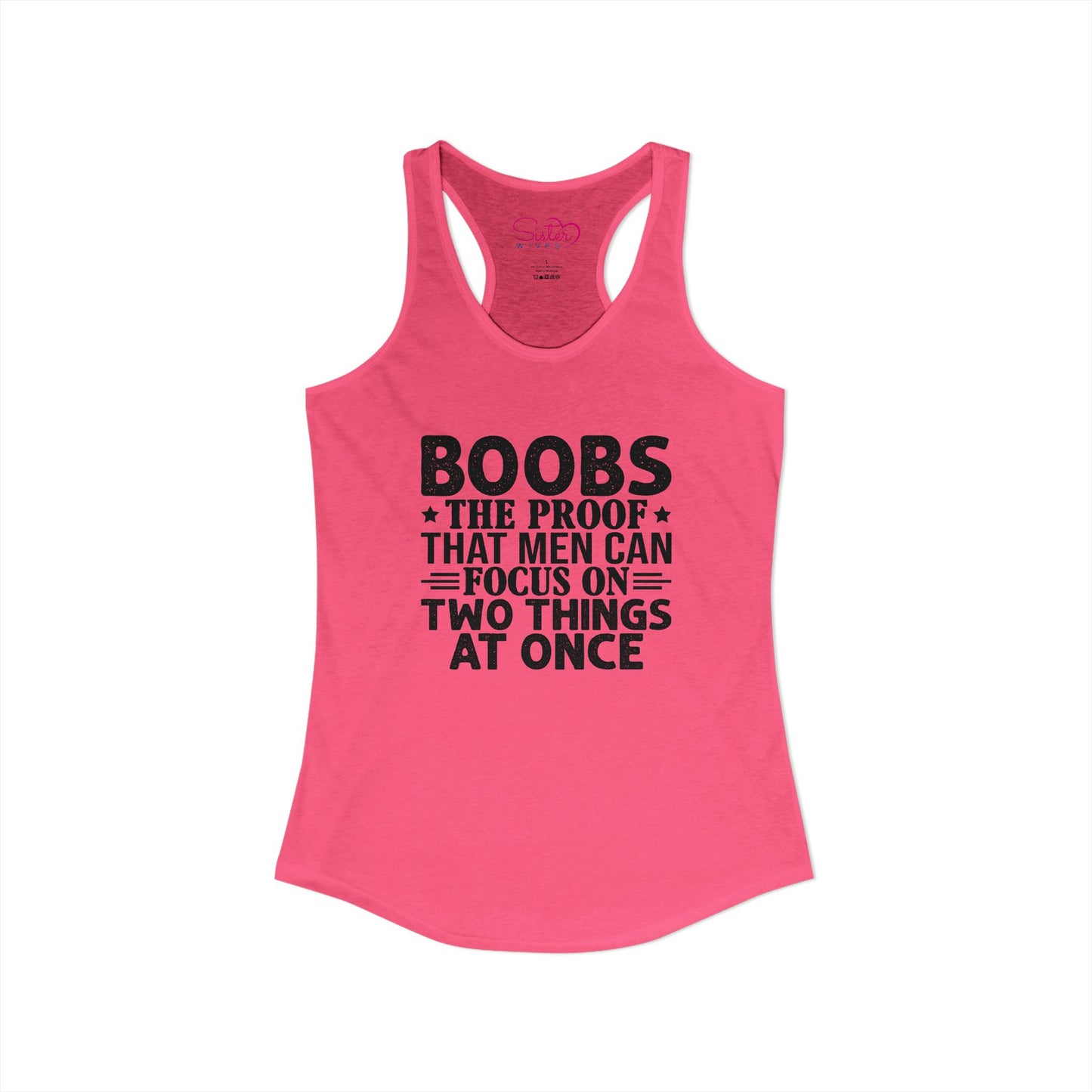 Funny Boobs Racerback Tank | Cheeky Humor Tank Top | Women’s Sarcastic Summer Shirt | Bold Statement Apparel