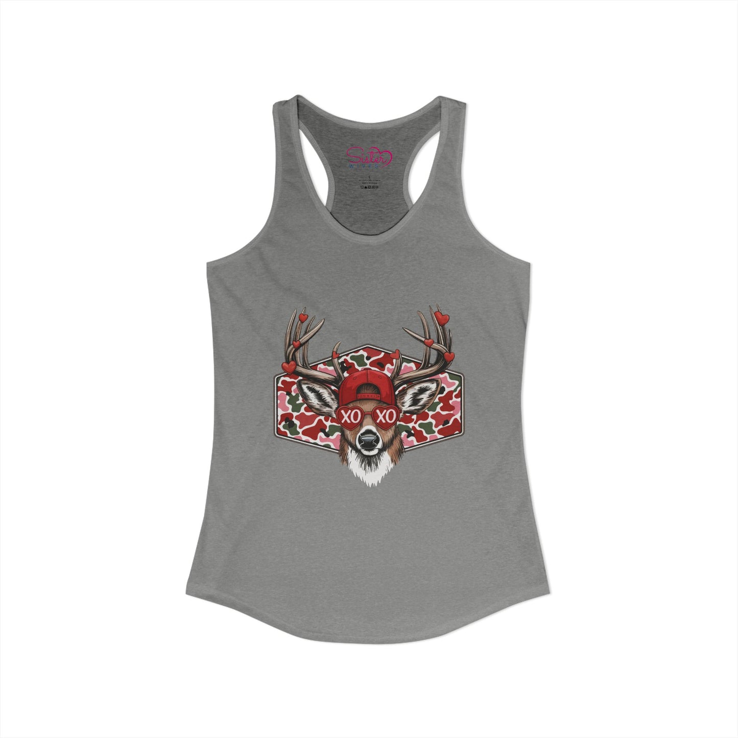XO Deer Skull Racerback Tank – Dark Romance Woodland Tank Top | Gothic Valentine Aesthetic | Poly & ENM Friendly Apparel