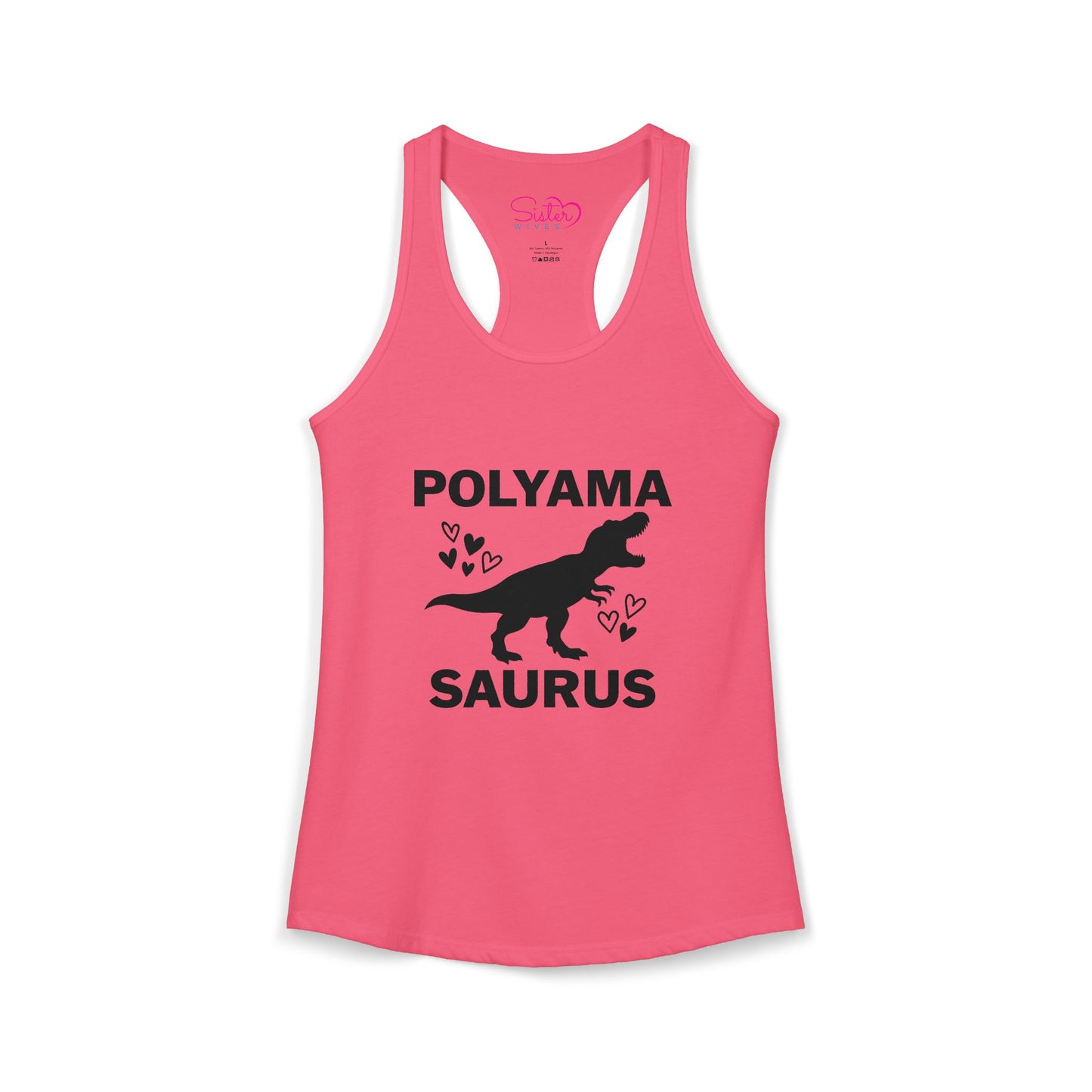 Polyamasaurus Racerback Tank | Polyamory & ENM Dinosaur Tank Top | Chosen Family Funny Summer Shirt | Inclusive Relationship Apparel