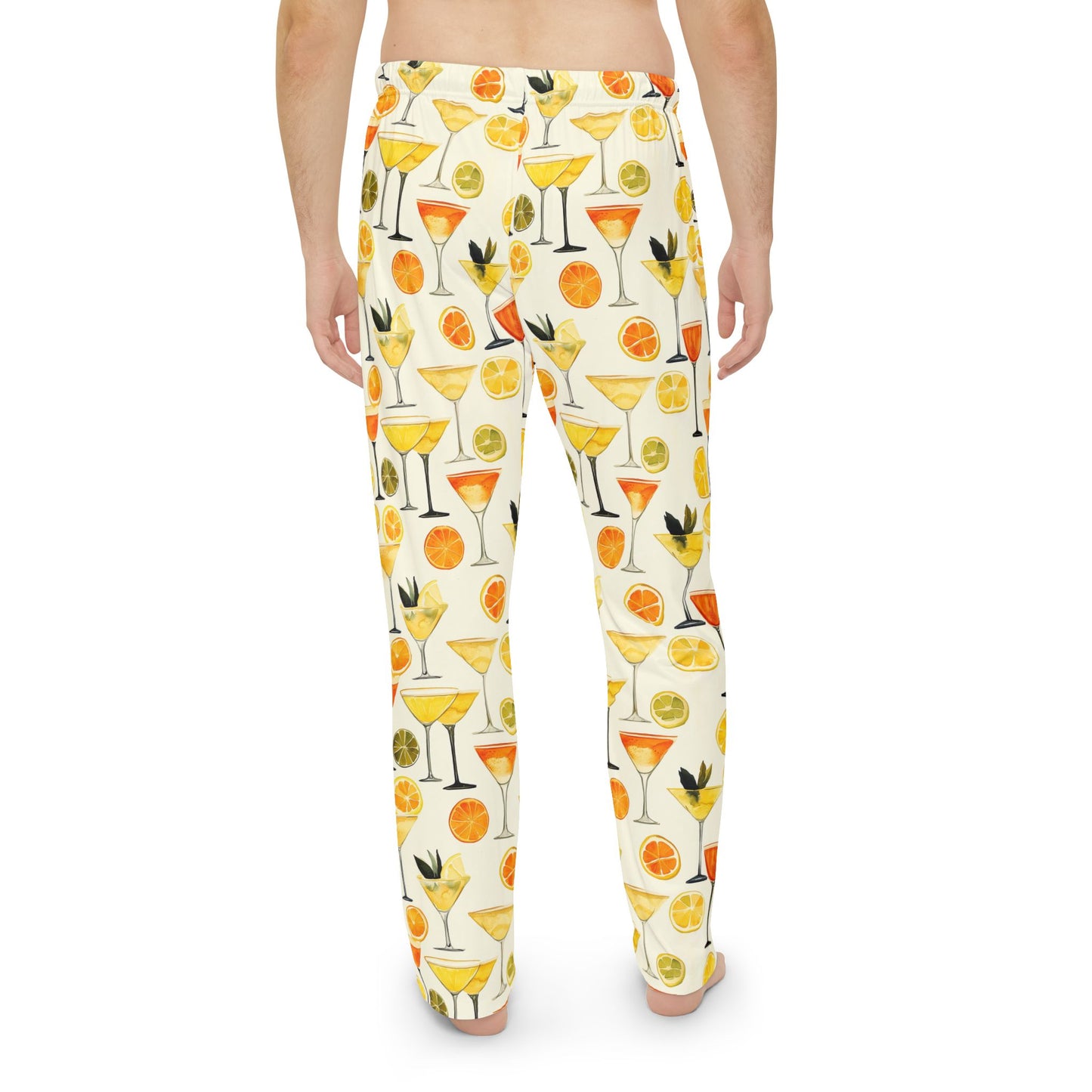 Men’s Citrus Cocktail Pajama Pants | Citrus Martini Lounge Pants | Playful Bar Cart Sleepwear | Polyamory & ENM Friendly