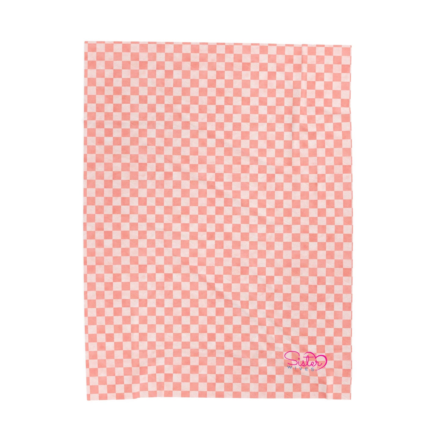 Pink Checker Plush Blanket | Cozy Velveteen Throw | ENM & Polyamory Friendly Home Decor | Chosen Family Aesthetic Blanket