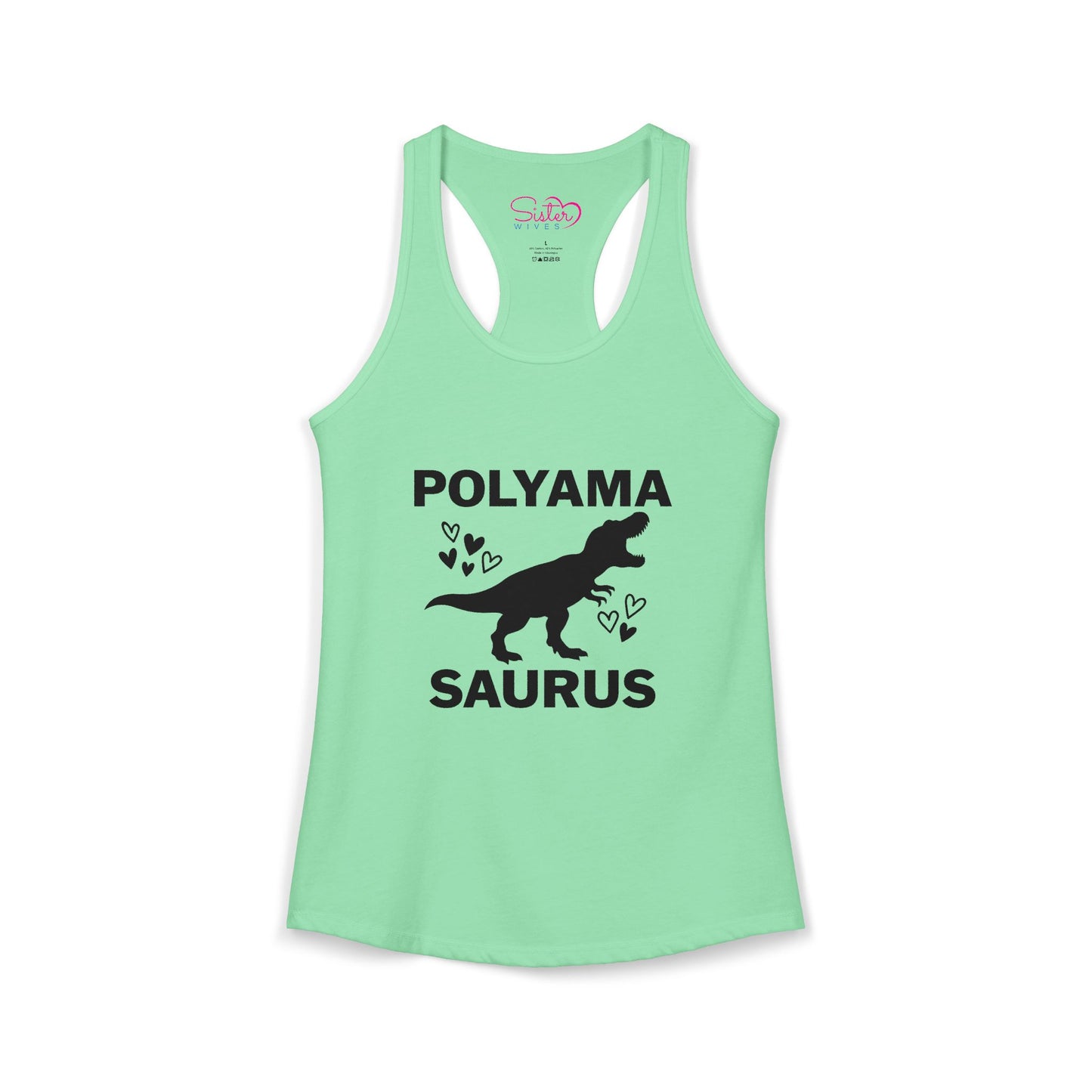 Polyamasaurus Racerback Tank | Polyamory & ENM Dinosaur Tank Top | Chosen Family Funny Summer Shirt | Inclusive Relationship Apparel