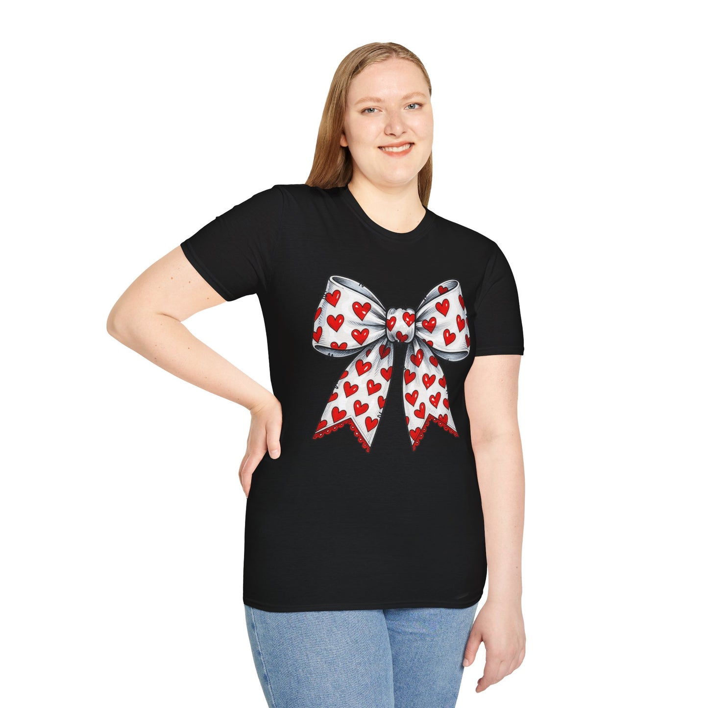 Valentine's Day Red Coquette Bow Shirt – Flirty Valentine Bow T-Shirt, Polyamory ENM Non-Monogamy Symbol Tee, Unisex Gildan 64000