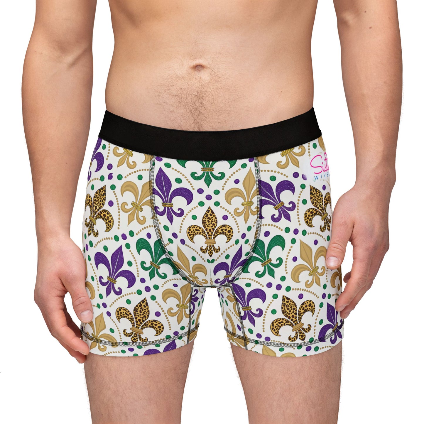 Mardi Gras Cheetah Print Men’s Boxer Briefs | Polyamory ENM Pride Underwear, Matching Couples Underwear