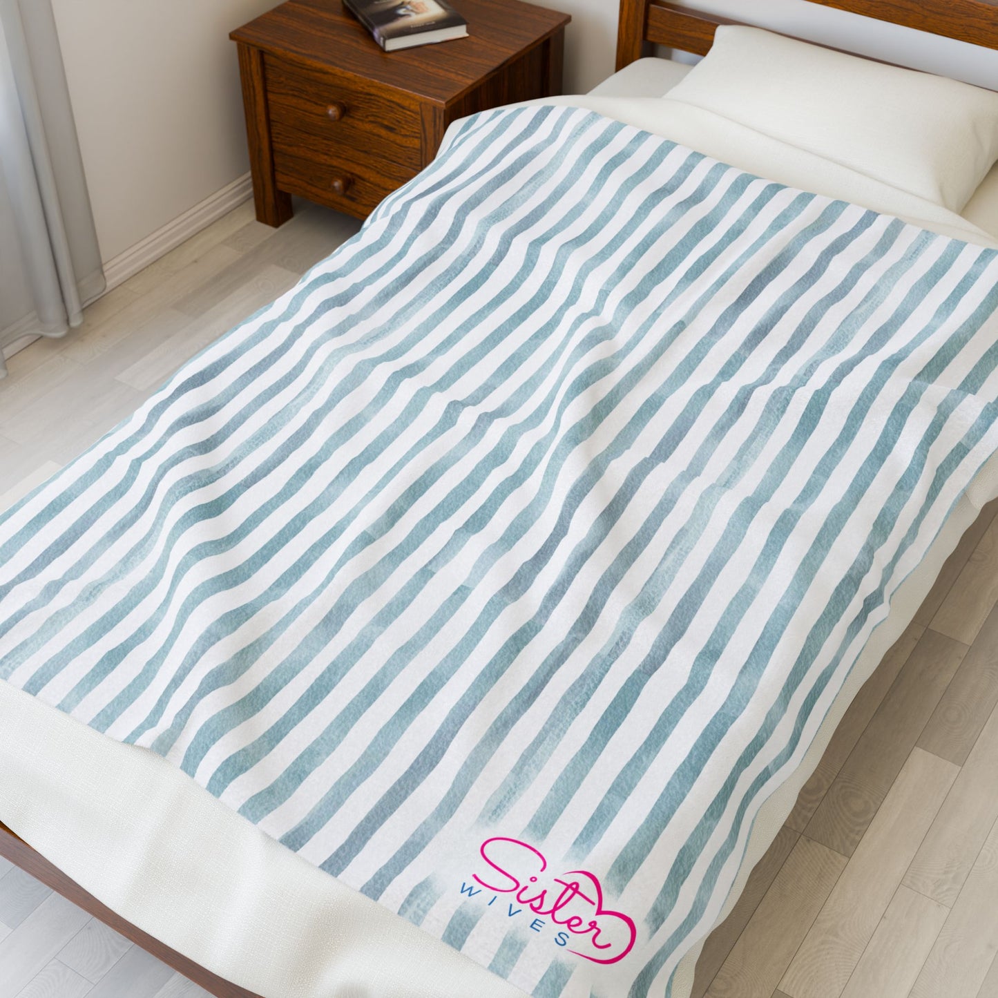 Soft Stripe Throw Blanket – Polyamory Sisterwives ENM Friendly Home Decor | Swinger Lifestyle Cozy Blanket | Minimalist Blush Stripe Throw