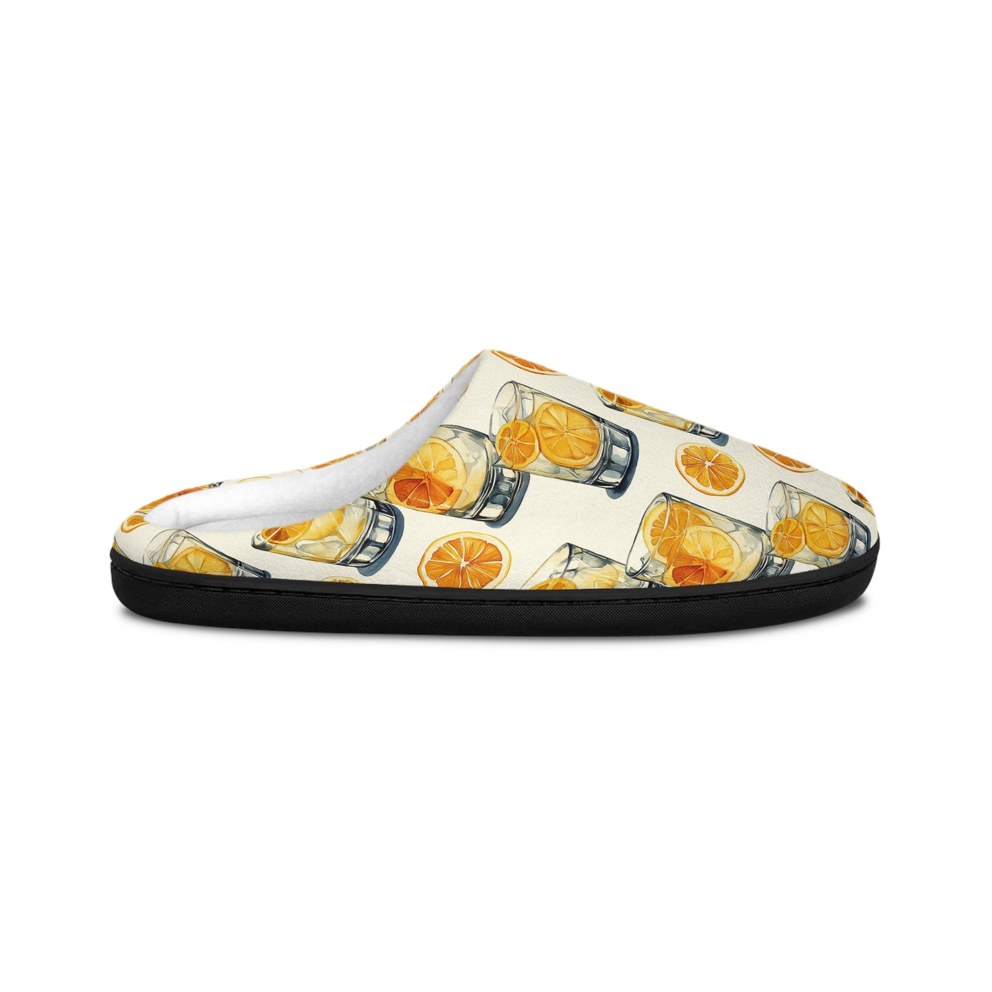 Men’s Cocktail Slippers – Citrus Martini Indoor House Shoes | Polyamory ENM Lifestyle Loungewear | Cozy Non-Slip Slippers