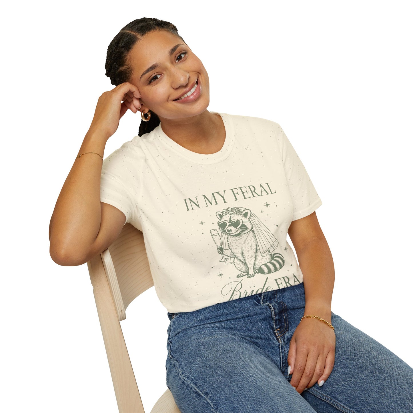 In My Feral Bride Era Shirt – Funny Bachelorette Party Tee, Chaotic Bride Humor Wedding Shirt, Poly-Friendly Unisex Gildan 64000