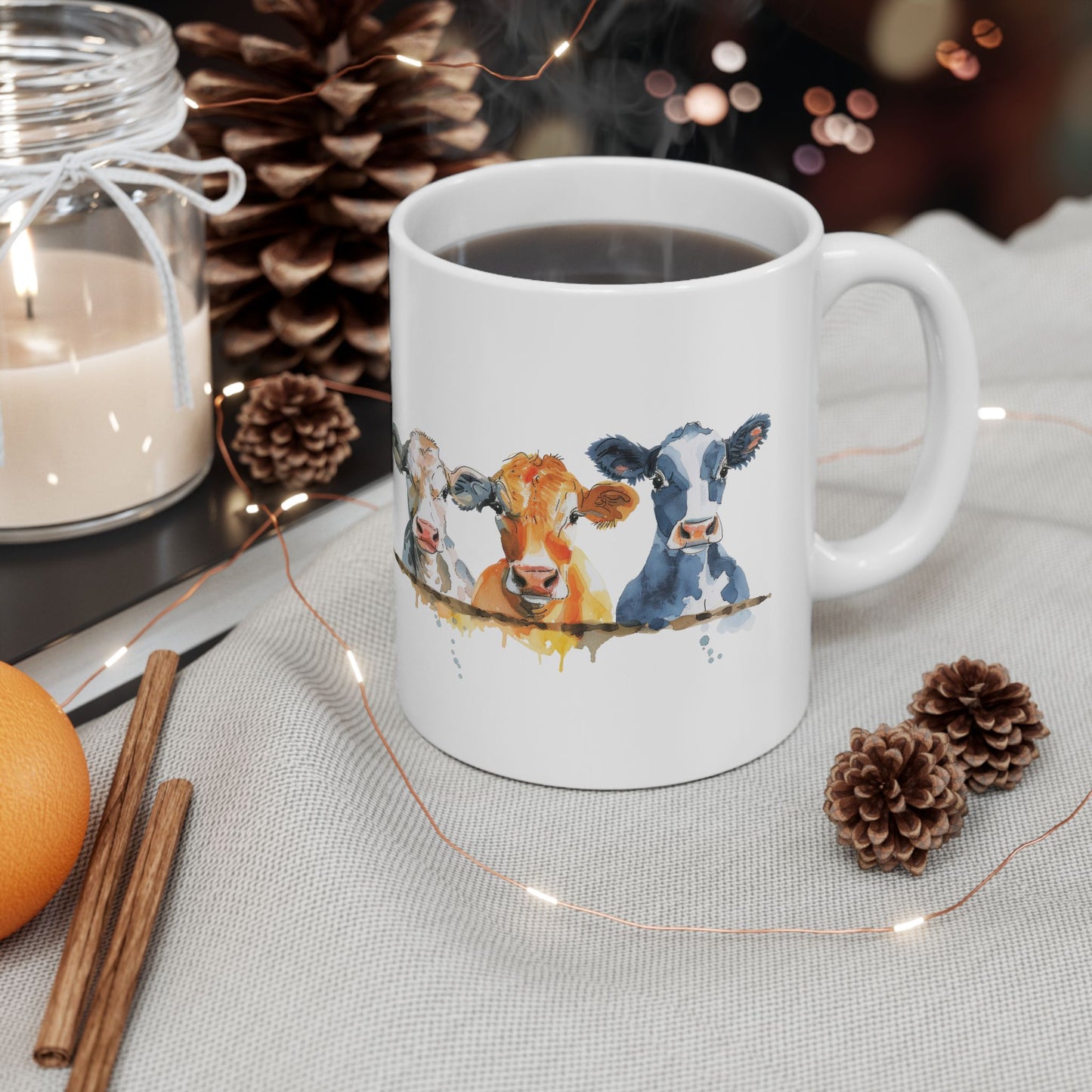 Three Cows Mug | Chosen Family Coffee Cup | Polyamory & Sisterwives Symbol Mug | Ethical Non-Monogamy Gift | Cozy Farmhouse Ceramic Mug