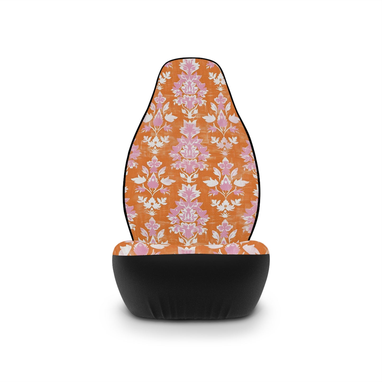 Orange Boho Floral Car Seat Covers – Retro Aesthetic Auto Decor | Polyamory & ENM Friendly