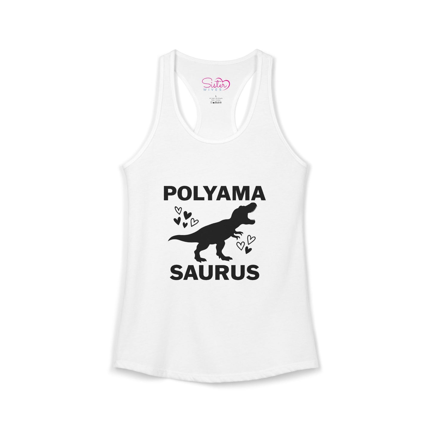 Polyamasaurus Racerback Tank | Polyamory & ENM Dinosaur Tank Top | Chosen Family Funny Summer Shirt | Inclusive Relationship Apparel