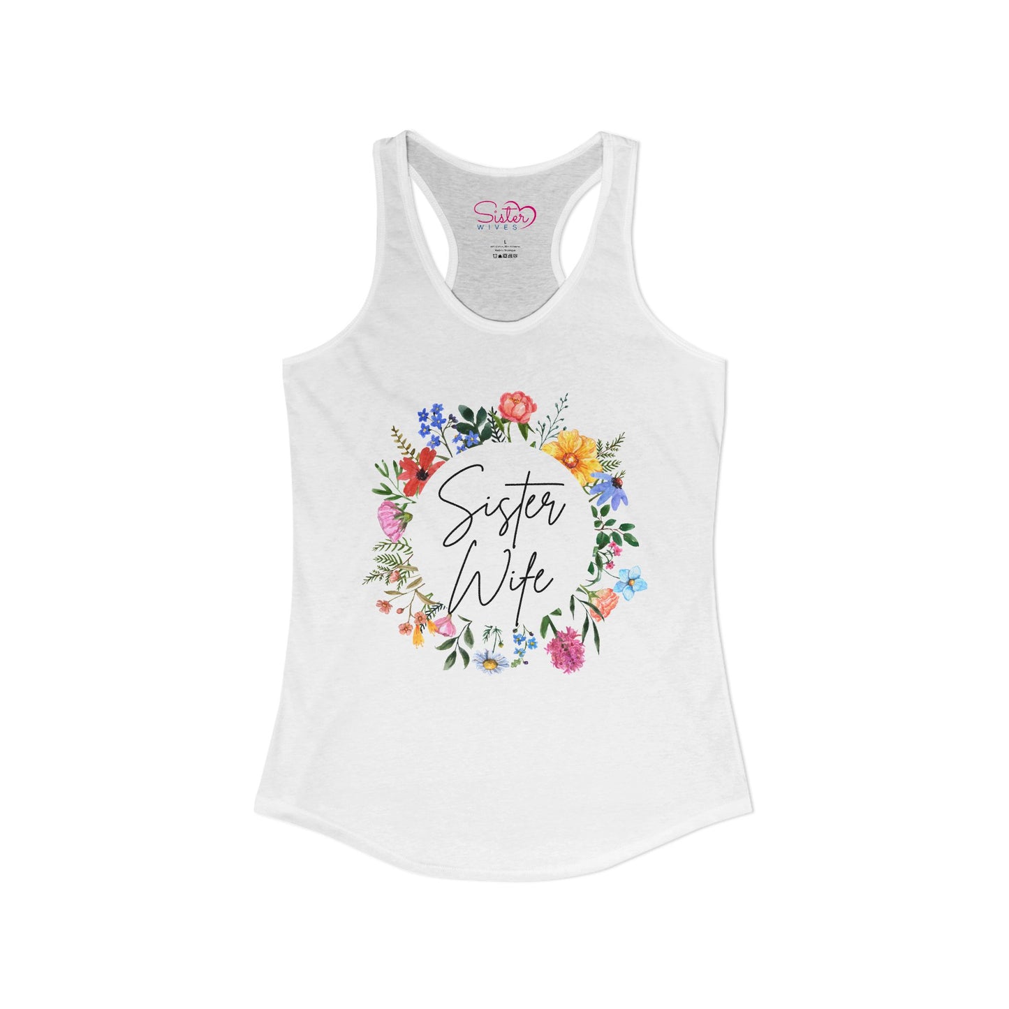 Sister Wife Floral Racerback Tank | Polyamory & ENM Lifestyle Top | Chosen Family Active Tank | Inclusive Relationship Apparel
