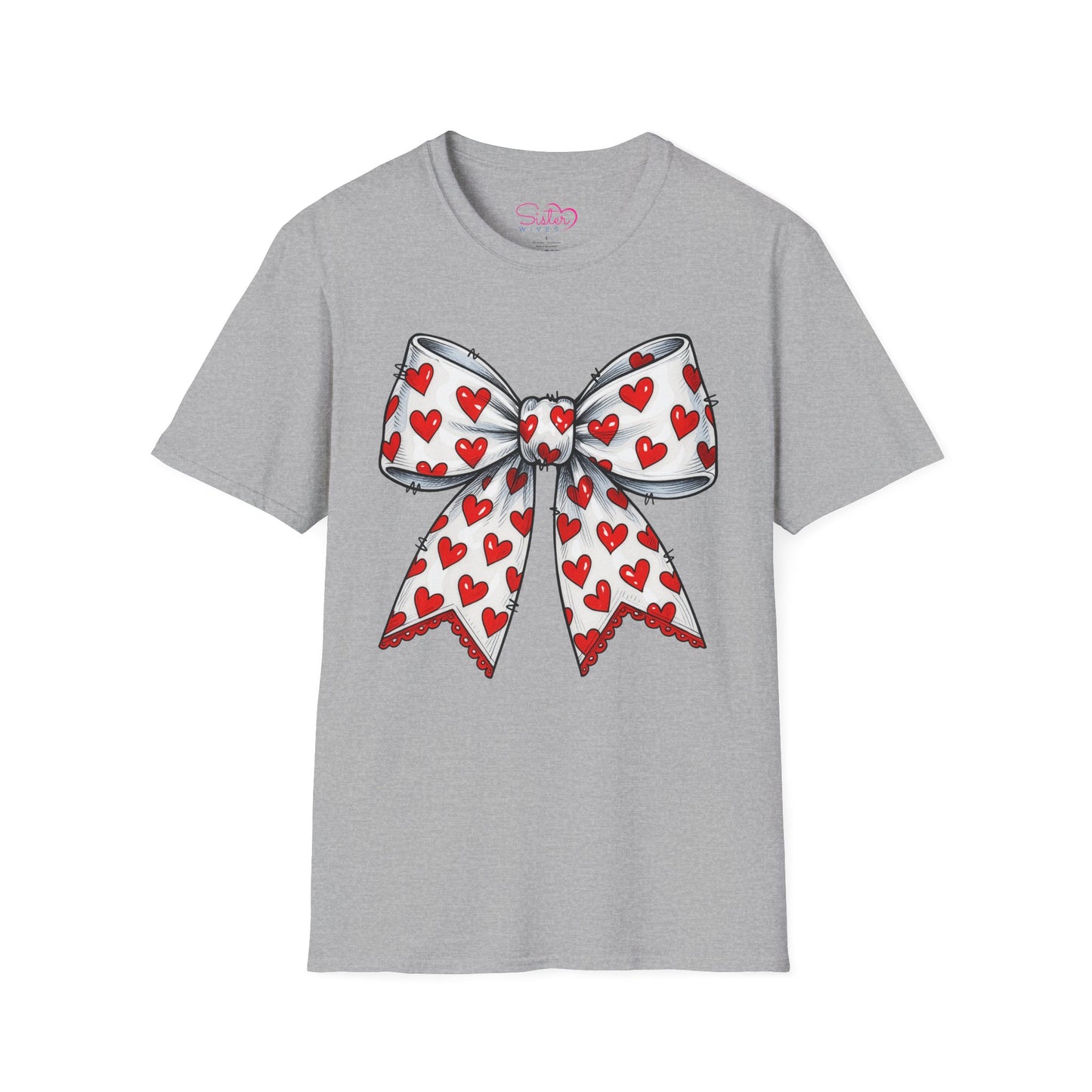 Valentine's Day Red Coquette Bow Shirt – Flirty Valentine Bow T-Shirt, Polyamory ENM Non-Monogamy Symbol Tee, Unisex Gildan 64000