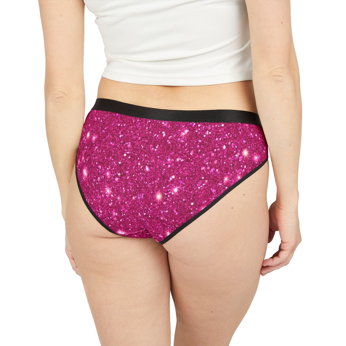 Women’s Valentine’s Glitter Underwear – Pink Sparkle Panties, Polyamory & Swinger Friendly Lingerie, ENM Pride, Matching Couples Sets Available