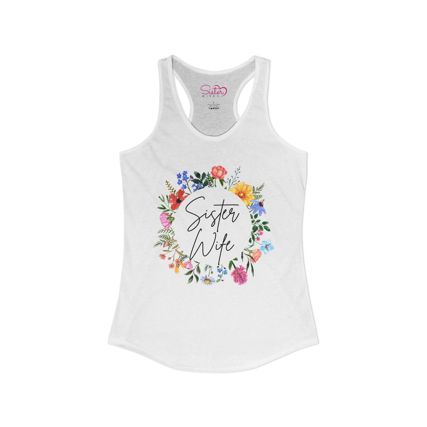 Sister Wife Floral Racerback Tank | Polyamory & ENM Lifestyle Top | Chosen Family Active Tank | Inclusive Relationship Apparel