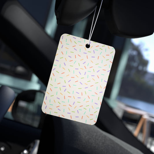 White Pastel Sprinkle Car Air Freshener – Cute Confetti Aesthetic Hanging Diffuser | Pine, New Car & Black Ice Scents