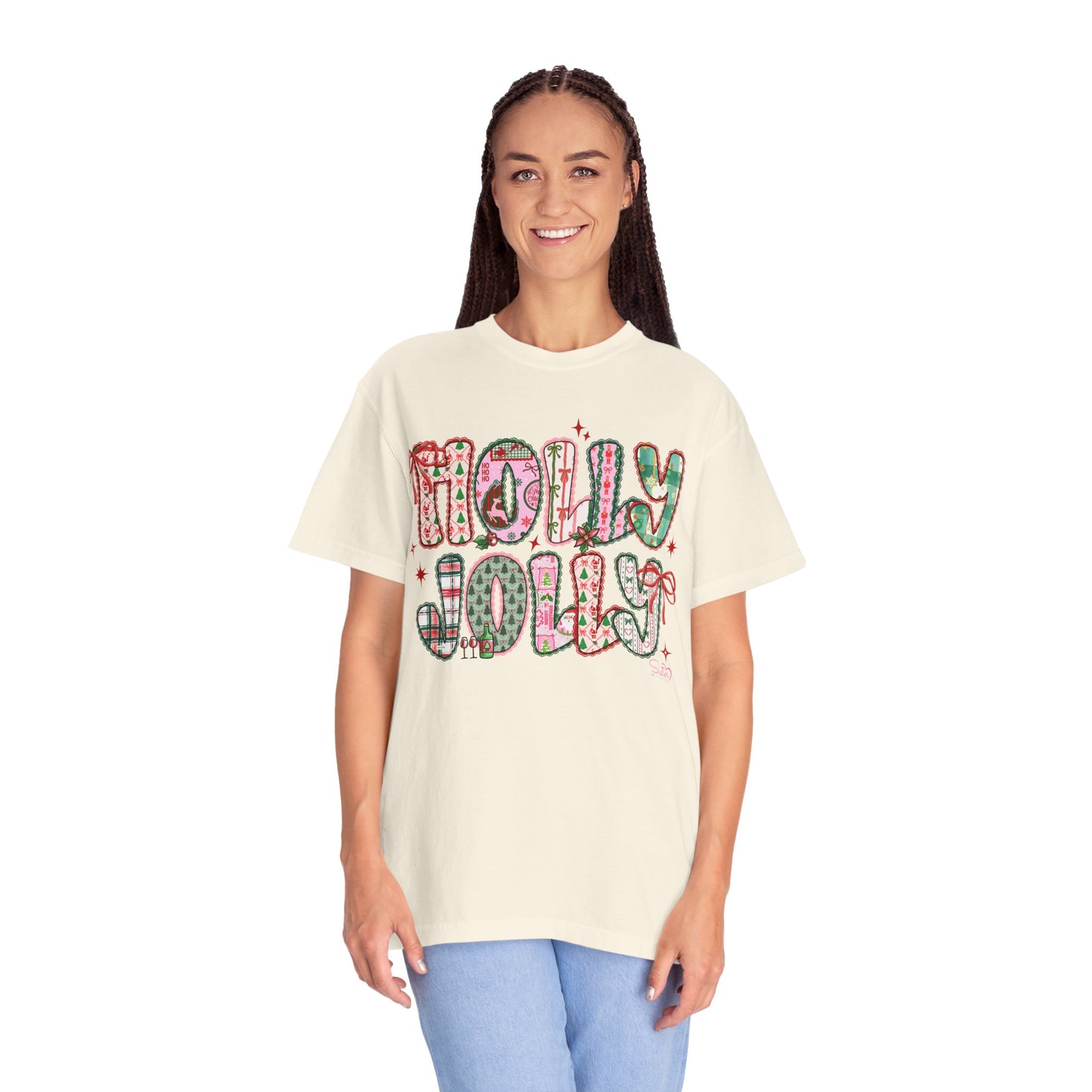 Holly Jolly Holiday Coquette T-Shirt, Unisex Festive Tee, Christmas Shirt, Cute Gift for Her, Holiday Party Wear