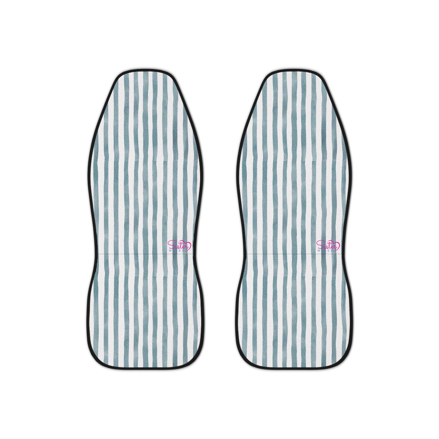 Blue Stripe Car Seat Covers – Minimalist Boho Auto Decor | Polyamory & ENM Friendly