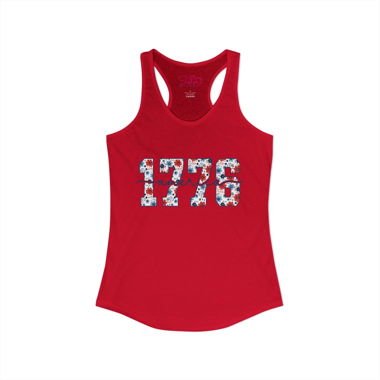 USA Floral Racerback Tank – Patriotic Flower Tank Top | Fourth of July Shirt | Summer USA Graphic Tank