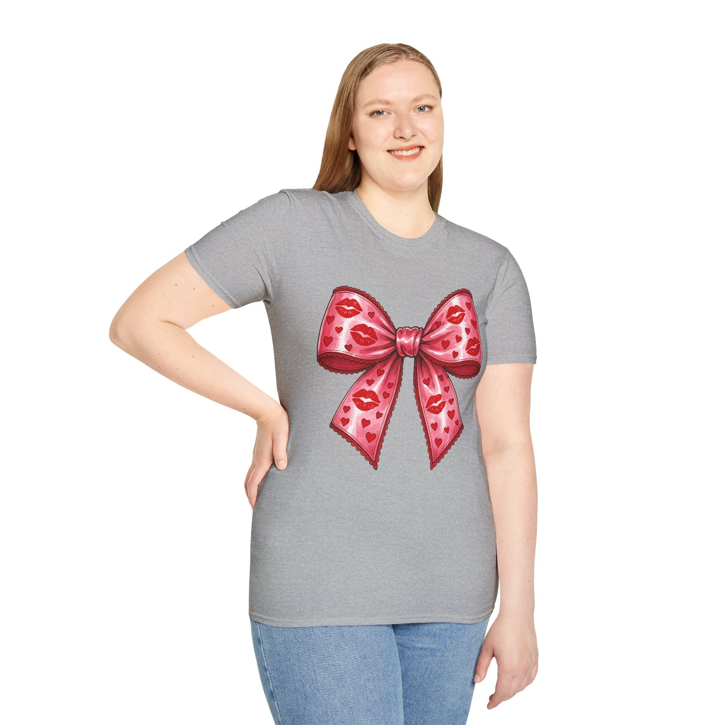 Red Coquette Bow Shirt – Flirty Valentine Bow T-Shirt, Polyamory ENM Non-Monogamy Symbol Tee, Unisex Gildan 64000