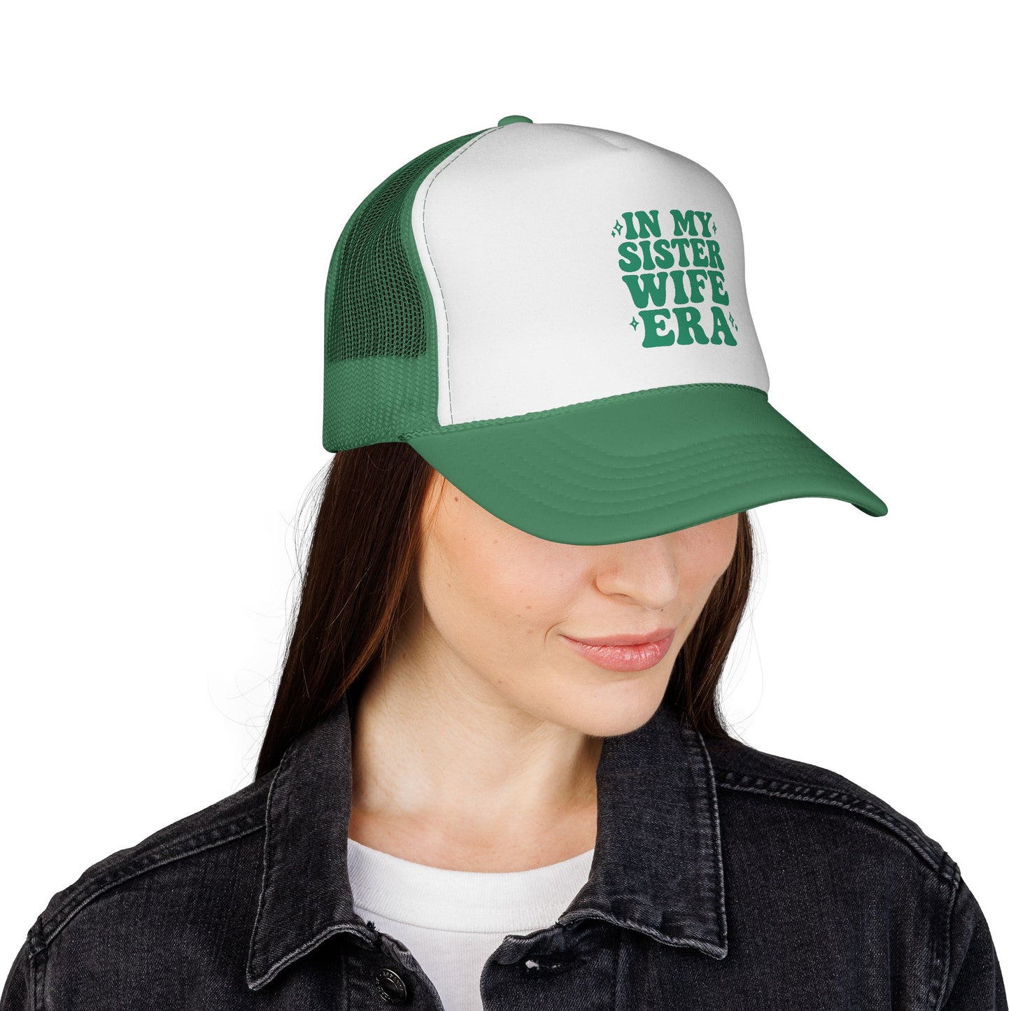 Green In My Sisterwife Era Trucker Hat – Retro Mesh Cap, Adjustable Snapback