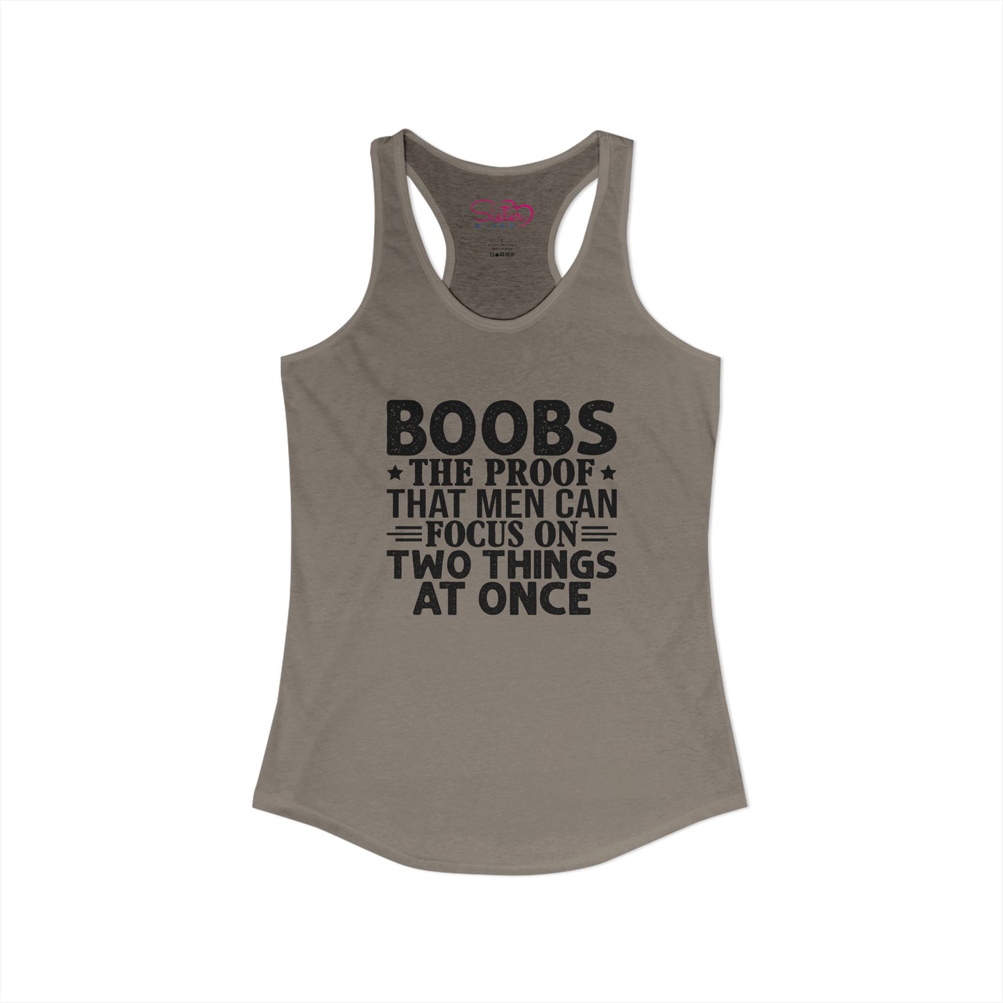 Funny Boobs Racerback Tank | Cheeky Humor Tank Top | Women’s Sarcastic Summer Shirt | Bold Statement Apparel