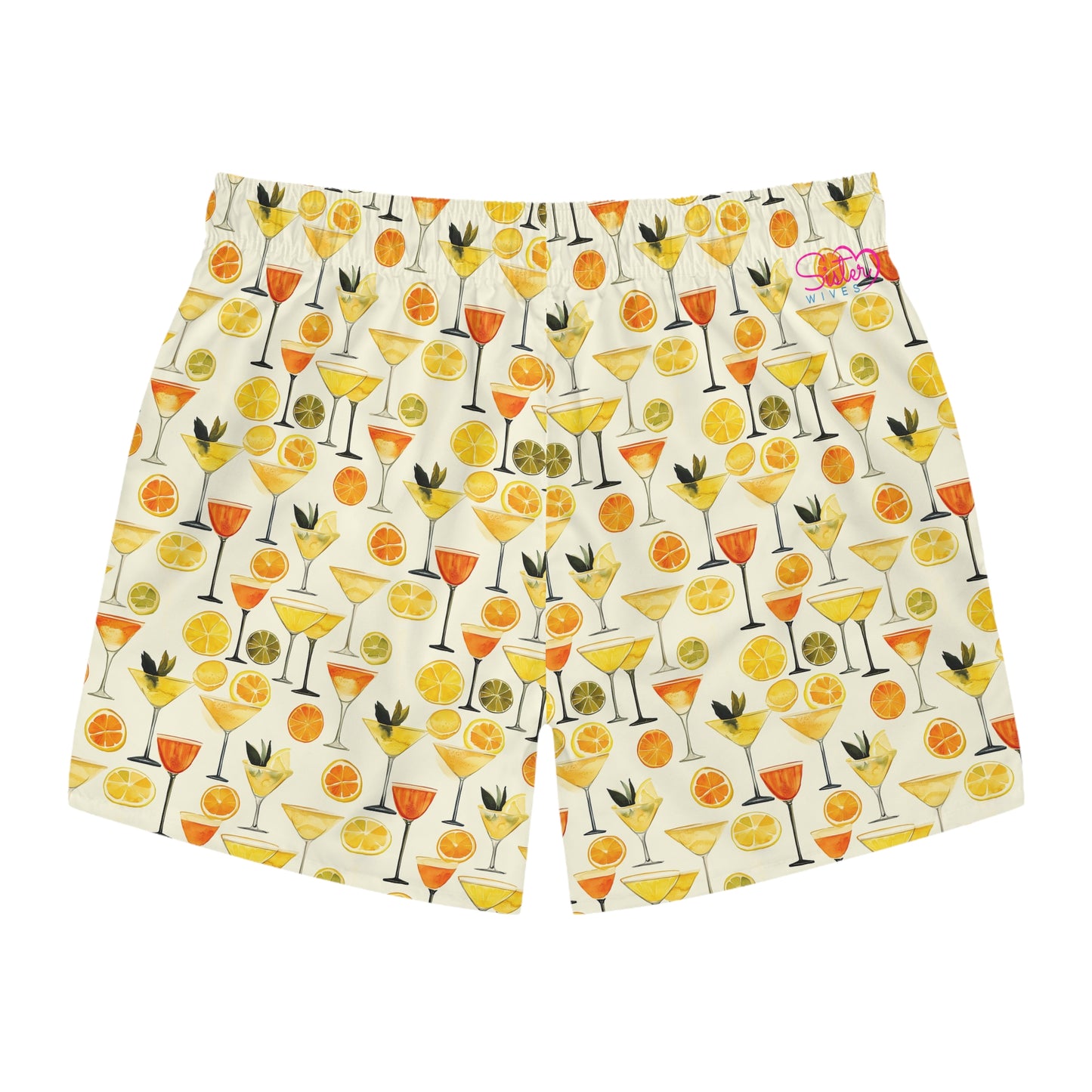 Men’s Cocktail Swim Trunks – Citrus Martini Resort Boardshorts | Polyamory ENM Lifestyle Poolwear | Fast-Dry Summer Swim Shorts