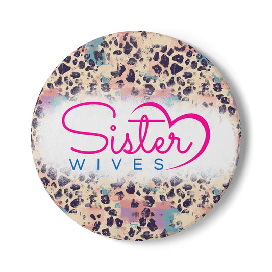 Sister Wives Pink Cheetah Ceramic Coaster, Unique Gift for Friends, Home Decor, Wedding Favors, Birthday Present, Celebratory Gift