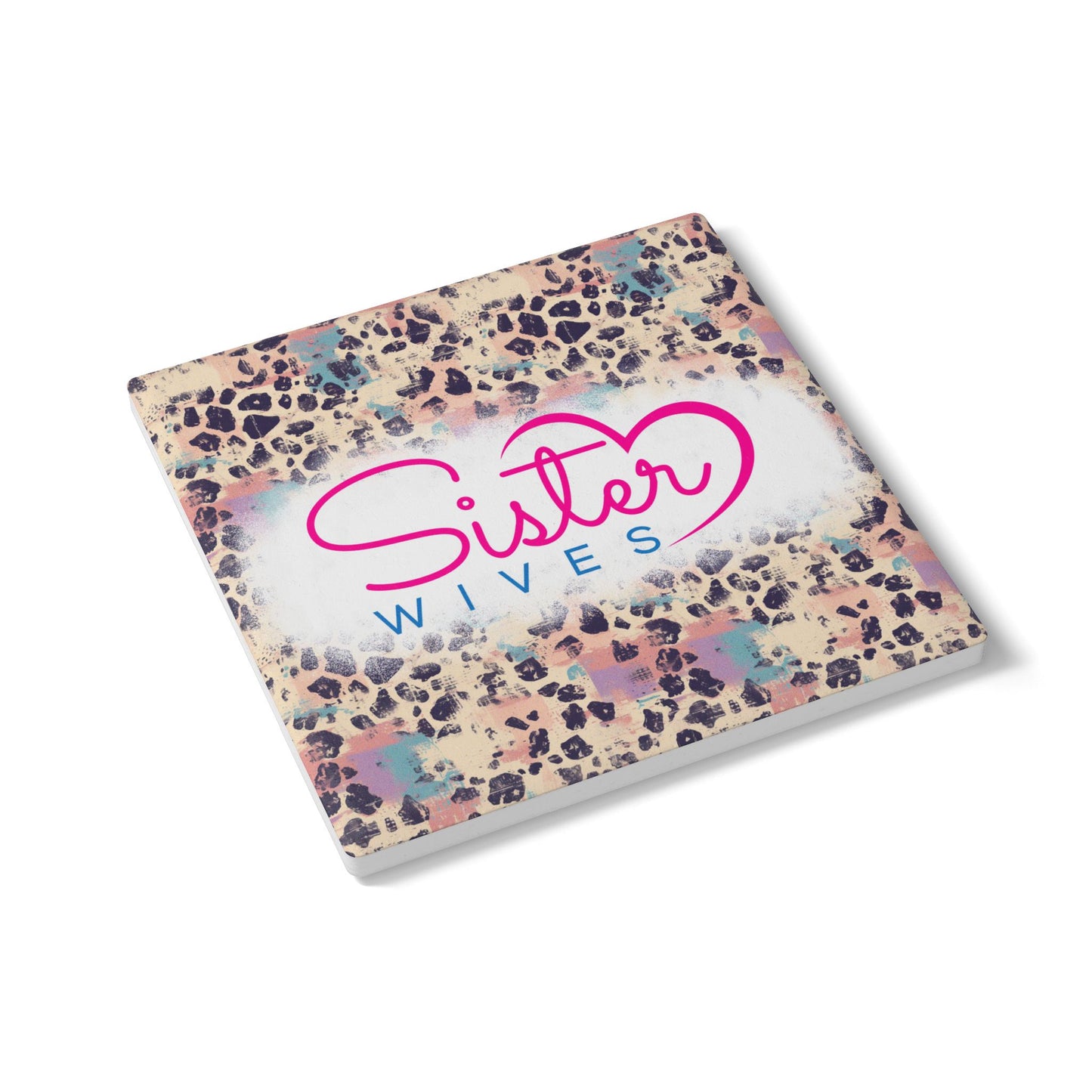 Sister Wives Pink Cheetah Ceramic Coaster, Unique Gift for Friends, Home Decor, Wedding Favors, Birthday Present, Celebratory Gift