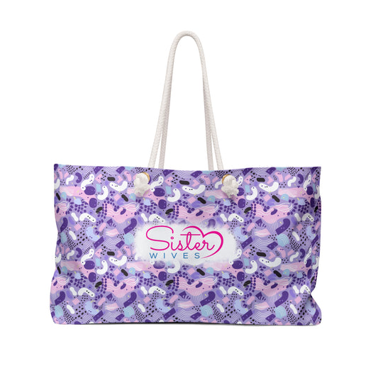 Sister Wives Playful Purple 80s-inspired Weekender Bag, Perfect for Weekend Getaways, Sister Wives Gifts, Travel Tote, Beach Bag, Summer Essentials