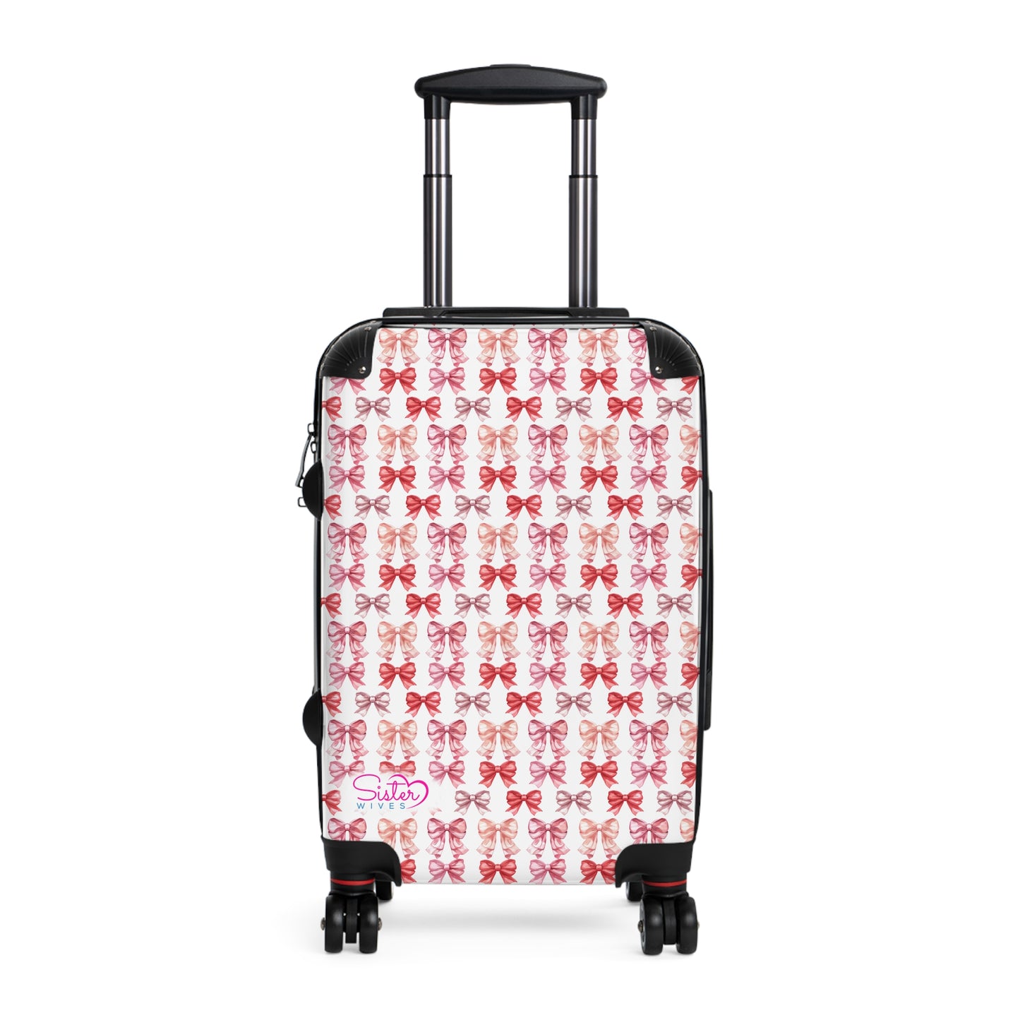 SisterWives Coquette Pink & Red Bows Suitcase - Luggage, Travel Gear, Vacation Essential, Summer Adventure Bag, Stylish Travel Accessory