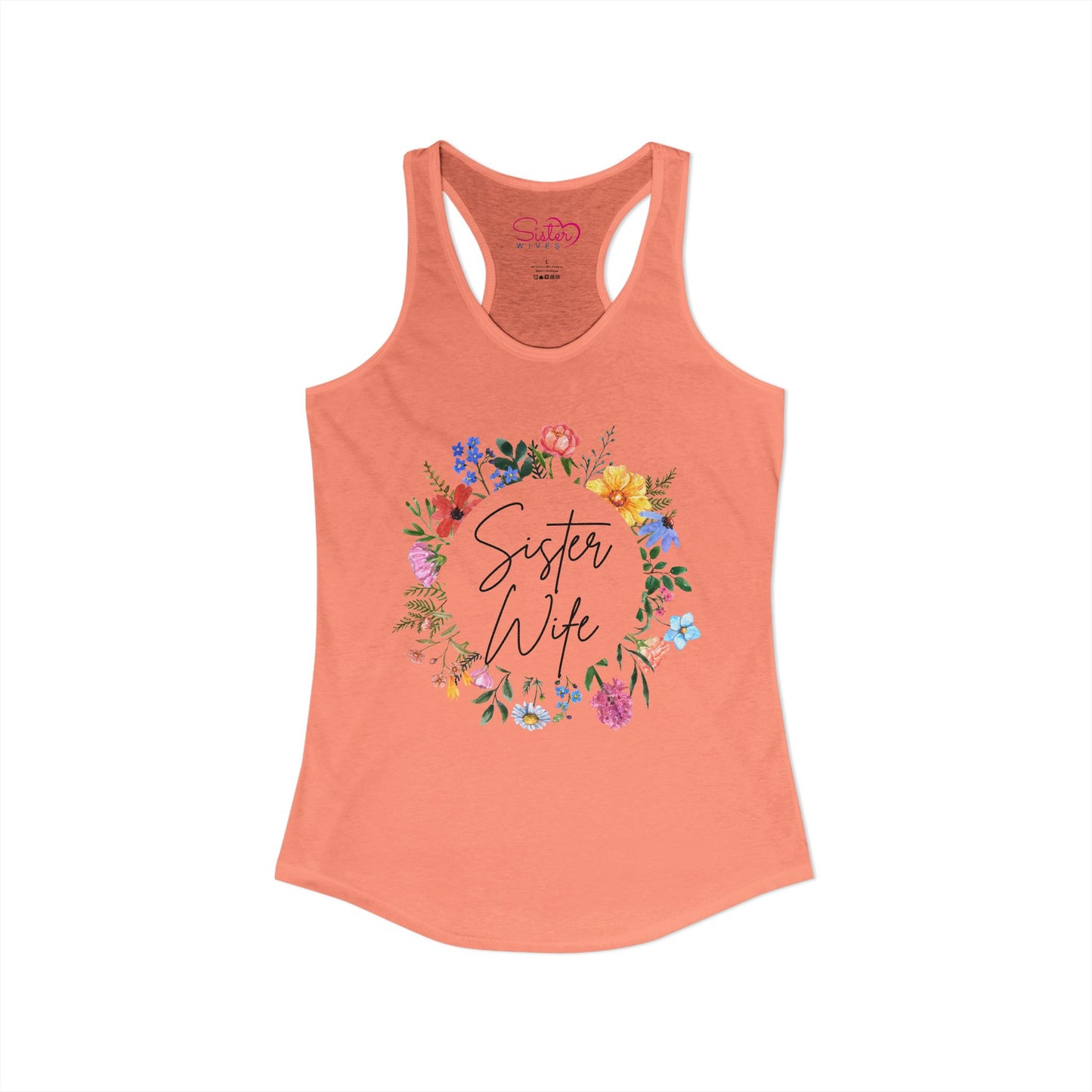 Sister Wife Floral Racerback Tank | Polyamory & ENM Lifestyle Top | Chosen Family Active Tank | Inclusive Relationship Apparel